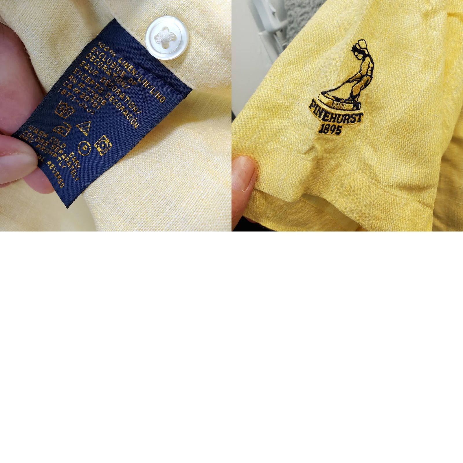 Tommy Hilfiger Tommy Hilfiger Golf Shirt Mens Large Yellow Linen Pinehurst Collared Button-Up Size US L / EU 52-54 / 3 - 8 Thumbnail