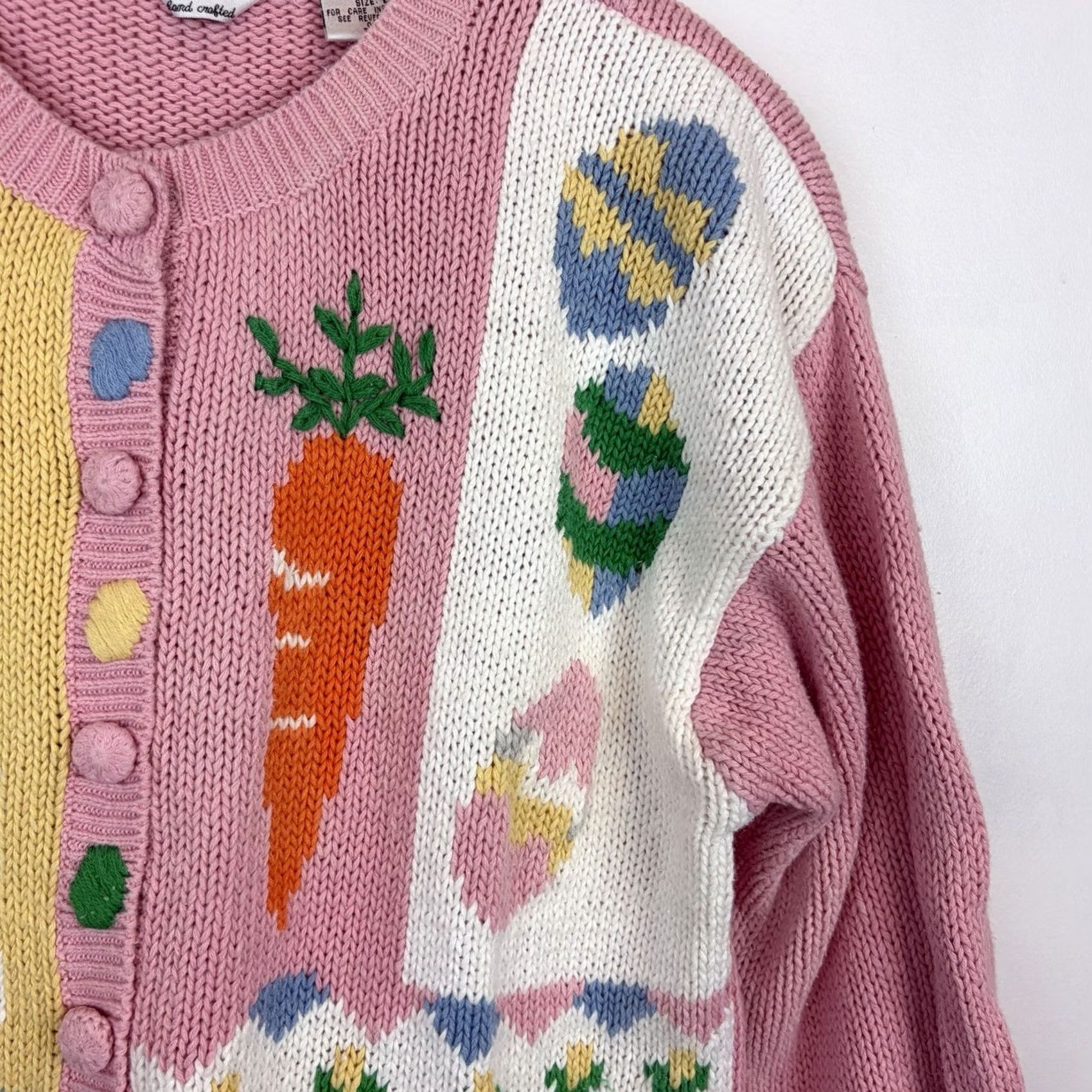 Pinko VINTAGE Alexandra Bartlett Easter Sweater Womens Large Cardigan Pink Bunny Eggs Read Size L / US 10 / IT 46 - 5 Thumbnail