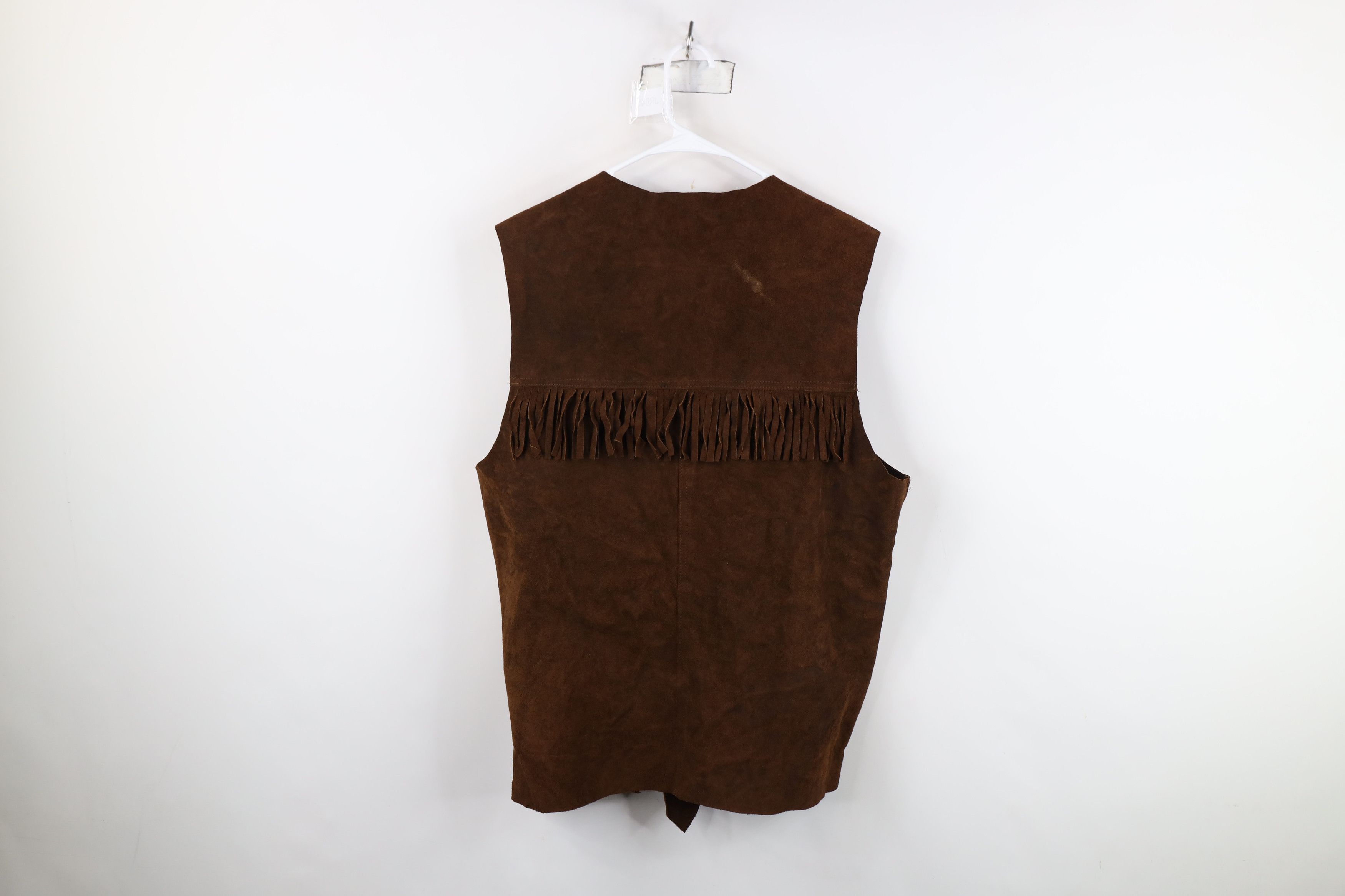Vintage Vintage 60s 70s Boho Chic Belted Fringed Suede Leather Vest Size L / US 10 / IT 46 - 11 Thumbnail