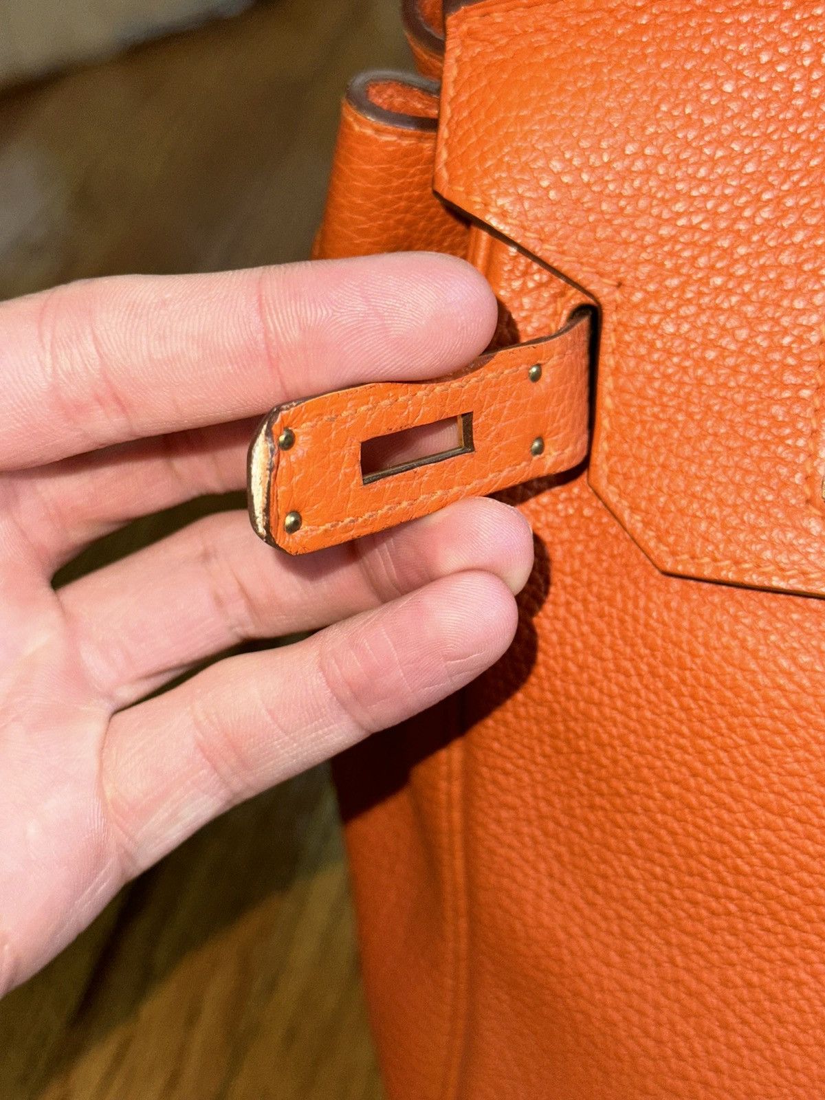 Hermes Birkin 30 Togo orange and gold 2010 bag