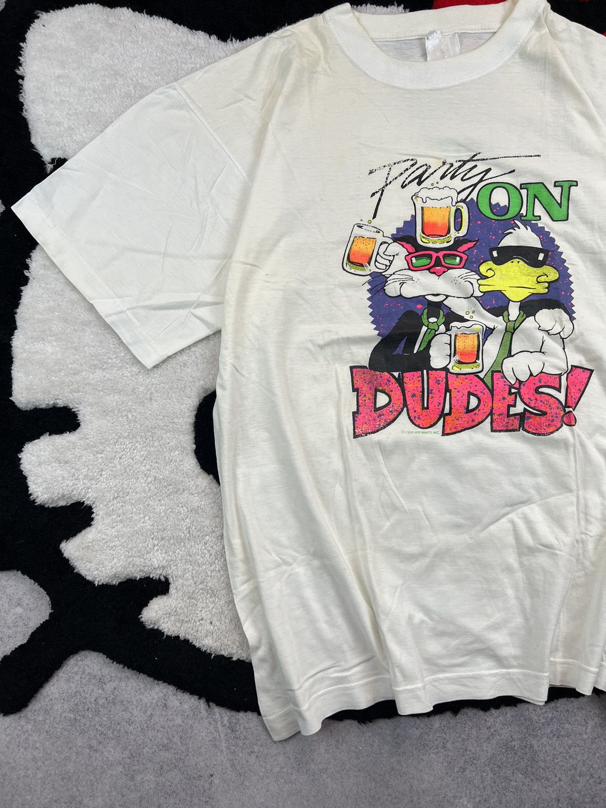 Vintage Vintage 1990 Party On Dude Beer Faded Humor Y2K Tee Shirt Size US L / EU 52-54 / 3 - 2 Thumbnail