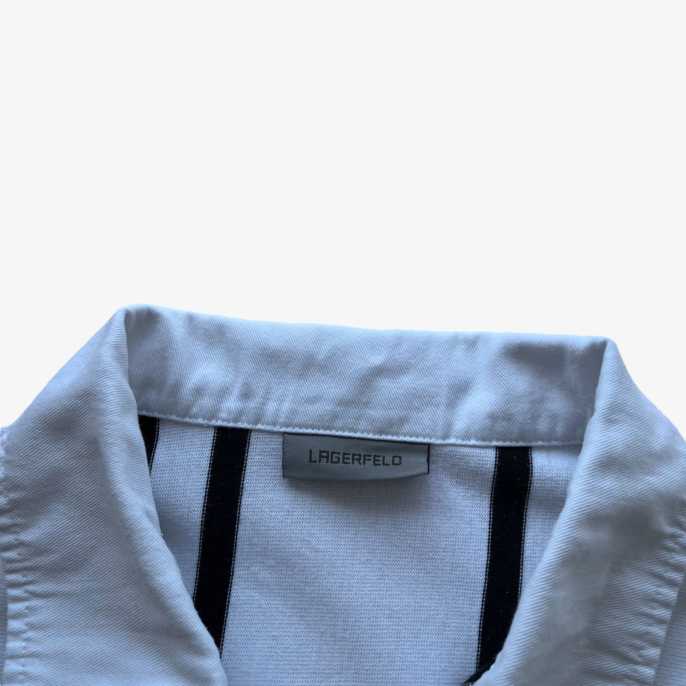 Karl Lagerfeld Vintage Y2K Women's Karl Lagerfeld Pinstripe Rugby Shirt Size L / US 10 / IT 46 - 2 Thumbnail