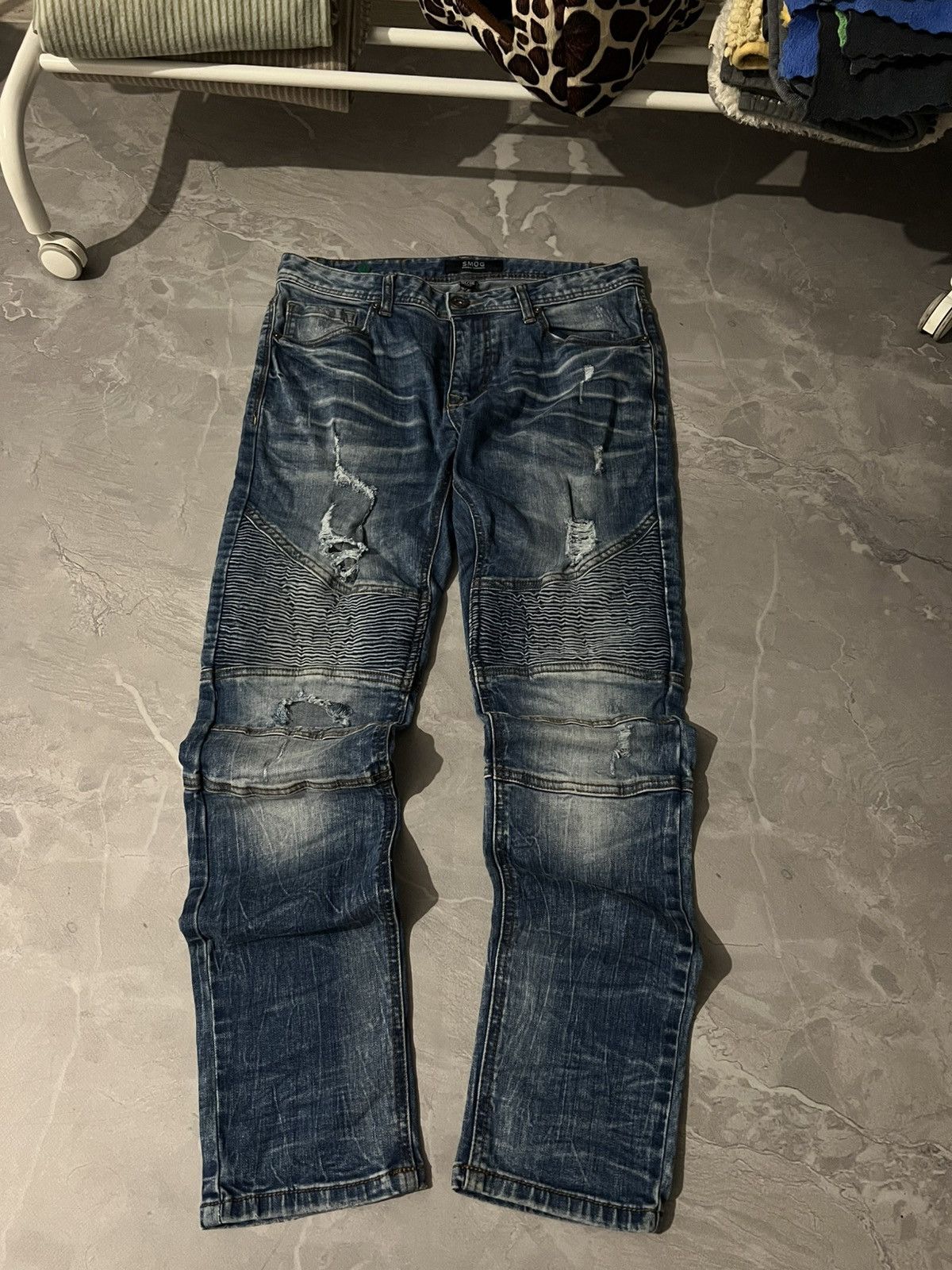 Vintage Distressed Glamour Skinny Swag Jean / Avant Garde Faded 90 Size US 31 - 2 Thumbnail