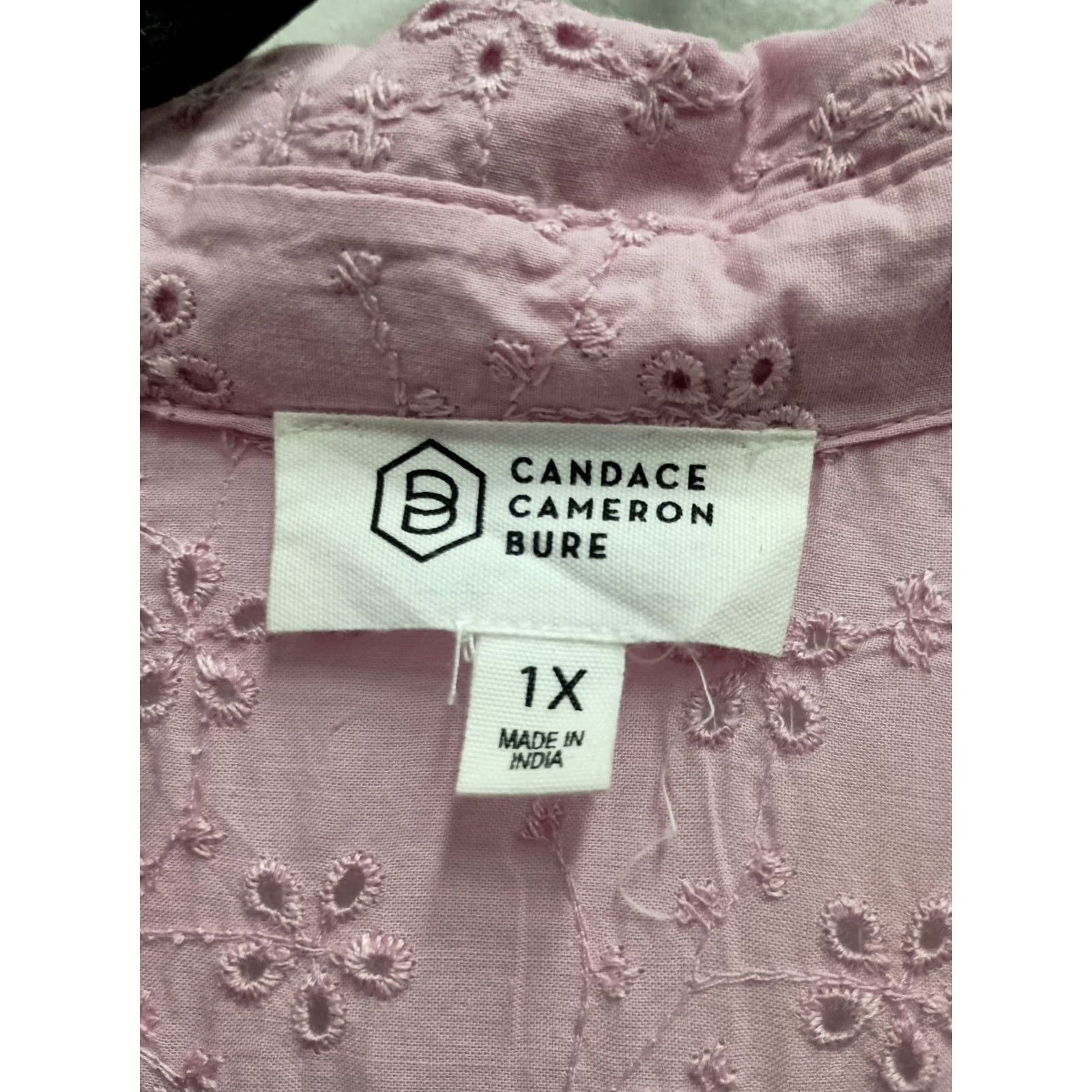 Vintage Candace Cameron Bure Shirt 1X Pink Eyelet Floral Embroidered Cottagecore Womens Size XL / US 12-14 / IT 48-50 - 3 Thumbnail