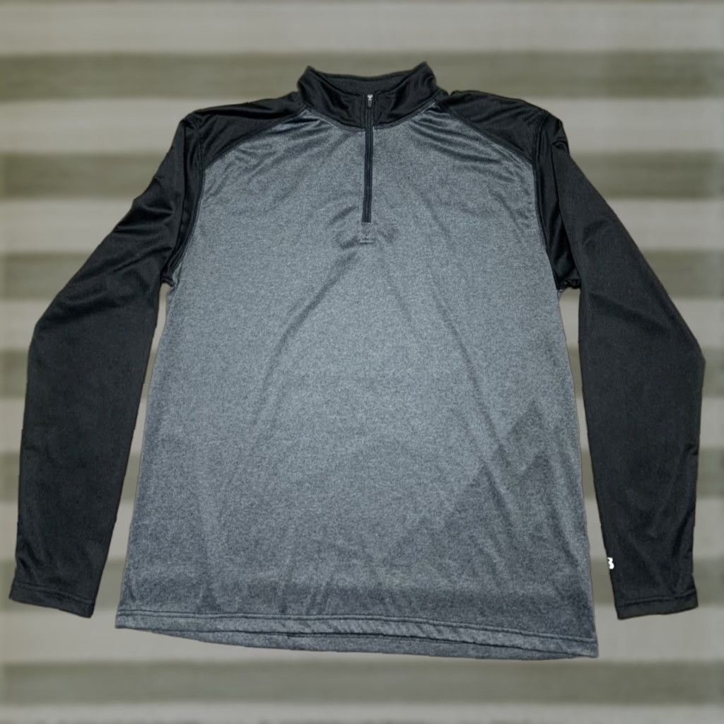 Vintage Badger Sport 1/4 Zip Pullover Shirt Mens Large Black Gray Active Lightweight Shirt Size US L / EU 52-54 / 3 - 1 Thumbnail