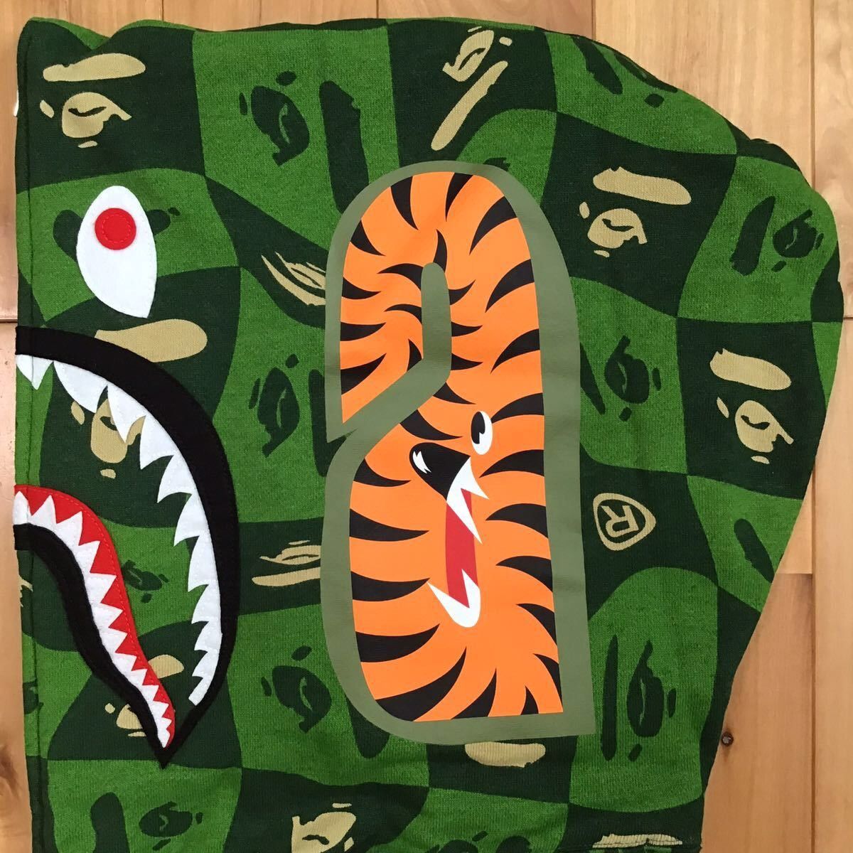 BAPE FACE logo shark full zip hoodie green a bathing ape