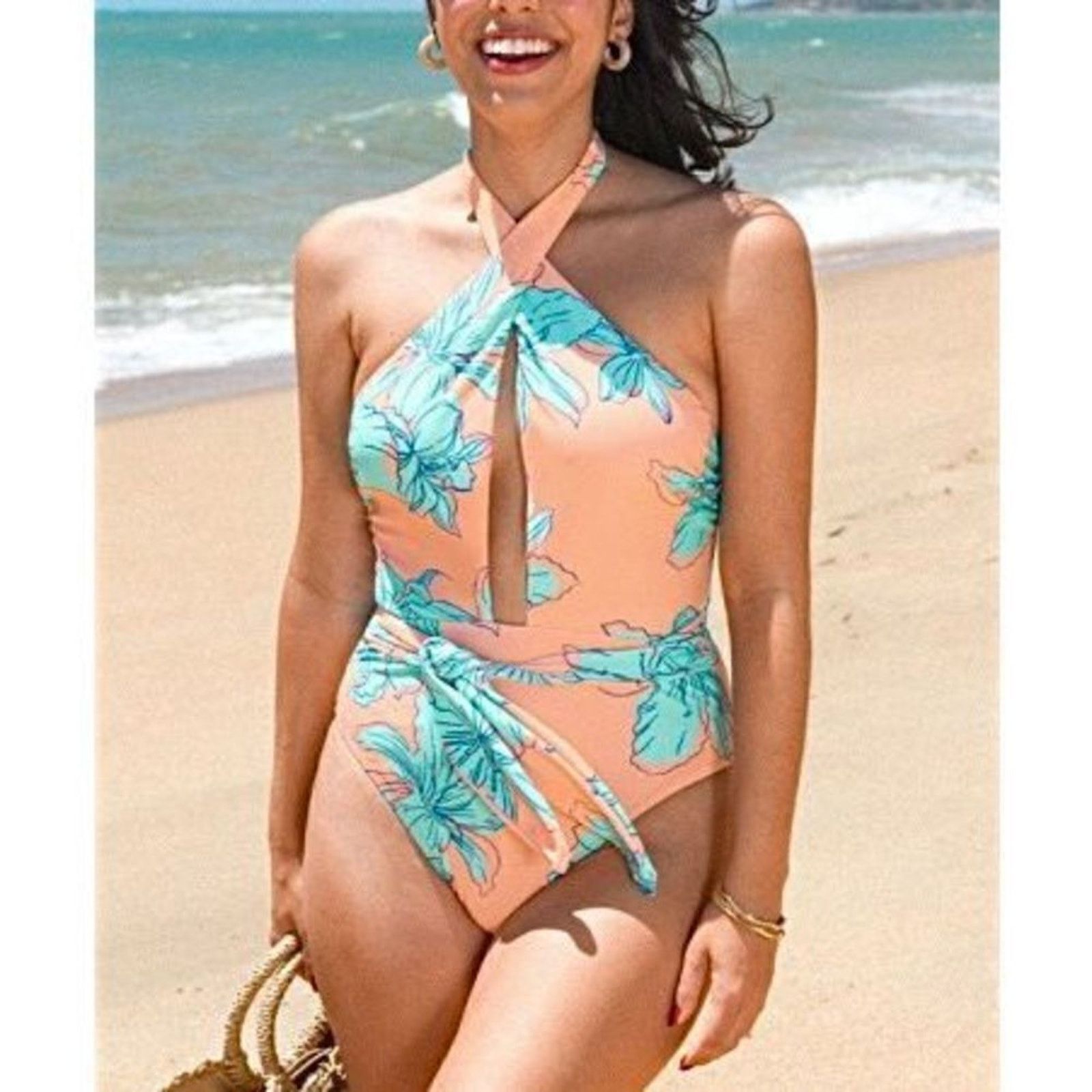 Other Cupshe Blooming Flowers Wrap 1 Piece Swimsuit LARGE Hawaiian Size L / US 10 / IT 46 - 2 Thumbnail