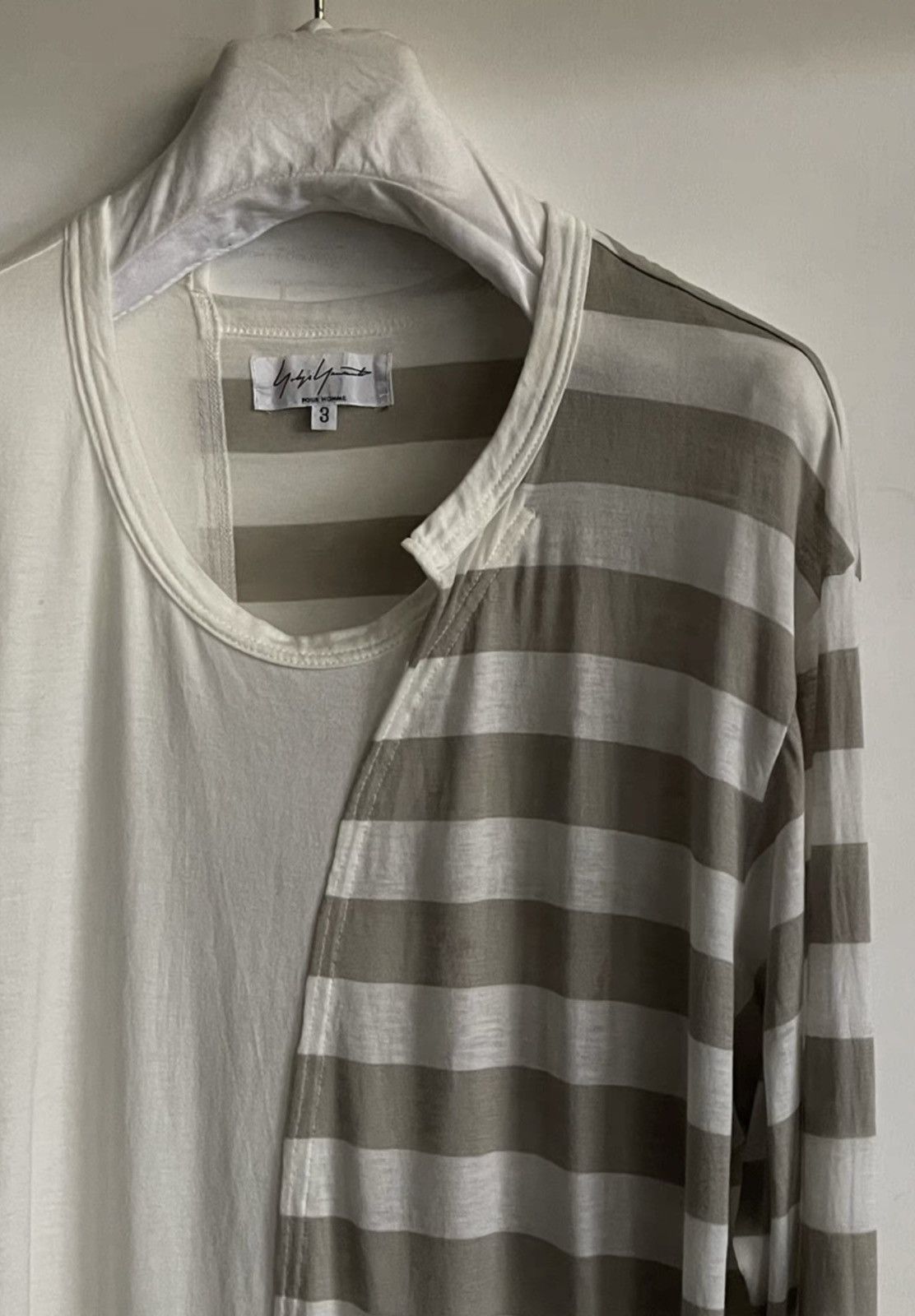 Yohji Yamamoto yohji Yamamoto｜Striped patchwork bottoming shirt Size US L / EU 52-54 / 3 - 3 Thumbnail