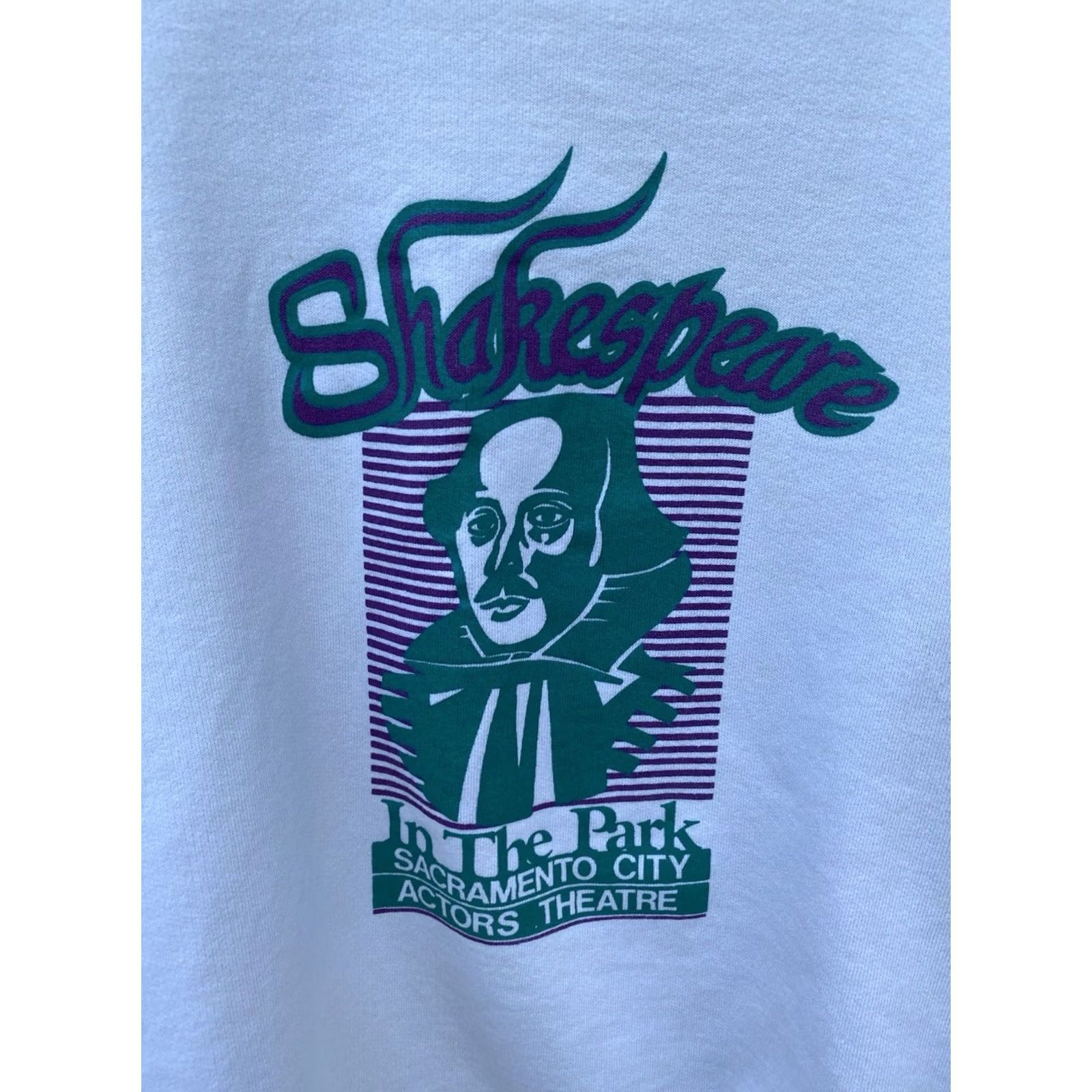 Vintage Vintage Shakespeare In The Park Sacramento City Actors Theatre Raglan Sweatshirt Mens L Ivory Graphic Print Pullover Long Sleeve 1980s Size US L / EU 52-54 / 3 - 6 Thumbnail
