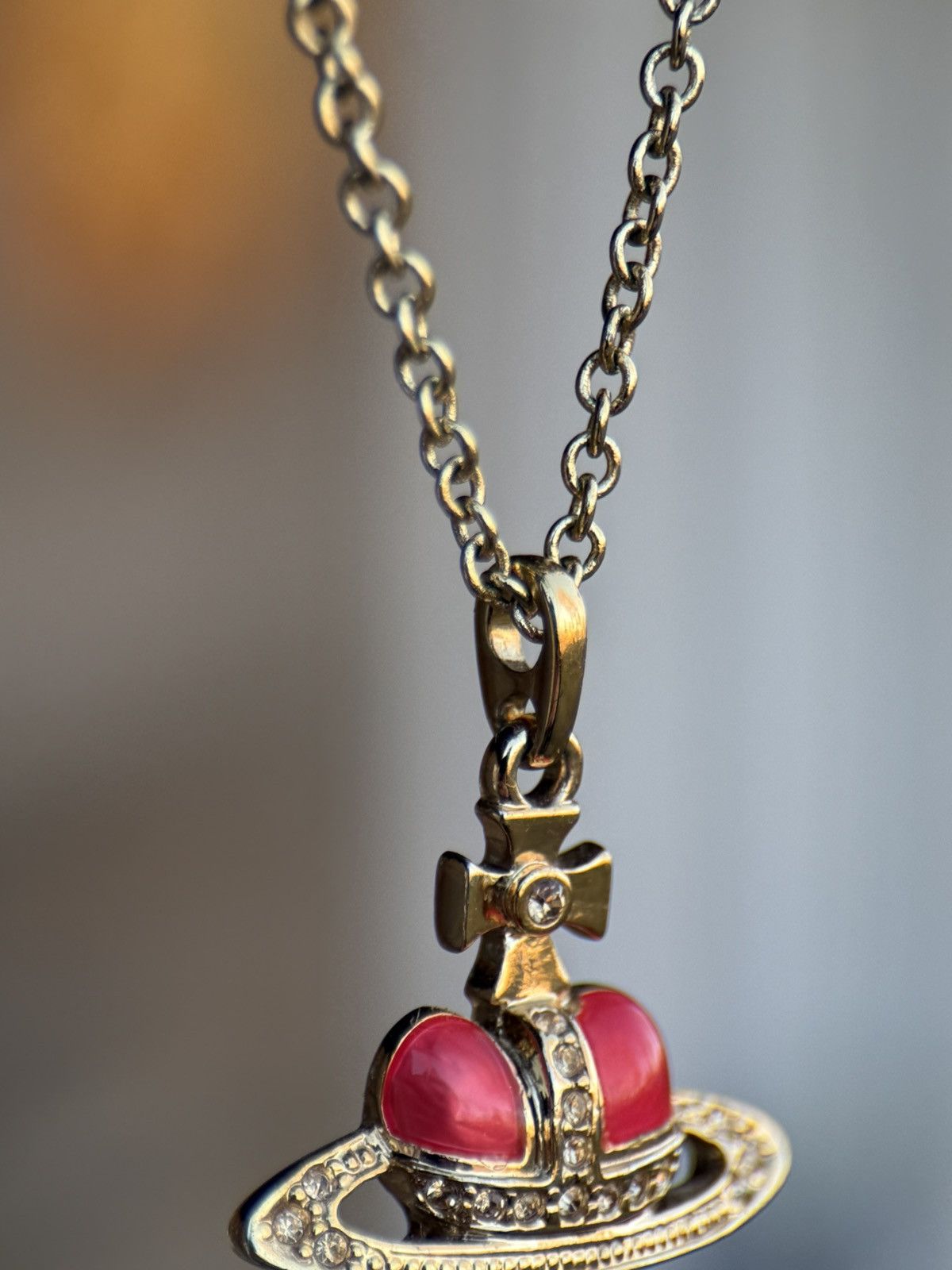Vivienne Westwood Vivienne Westwood Diamante Heart Pendant Necklace Red Gold Size ONE SIZE - 4 Thumbnail