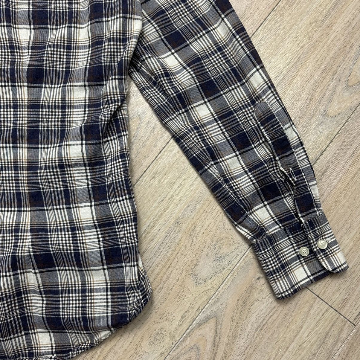 Designer Essential Fred Perry Navy Checkered Slim Fit Button Up Shirt Size US M / EU 48-50 / 2 - 16 Thumbnail