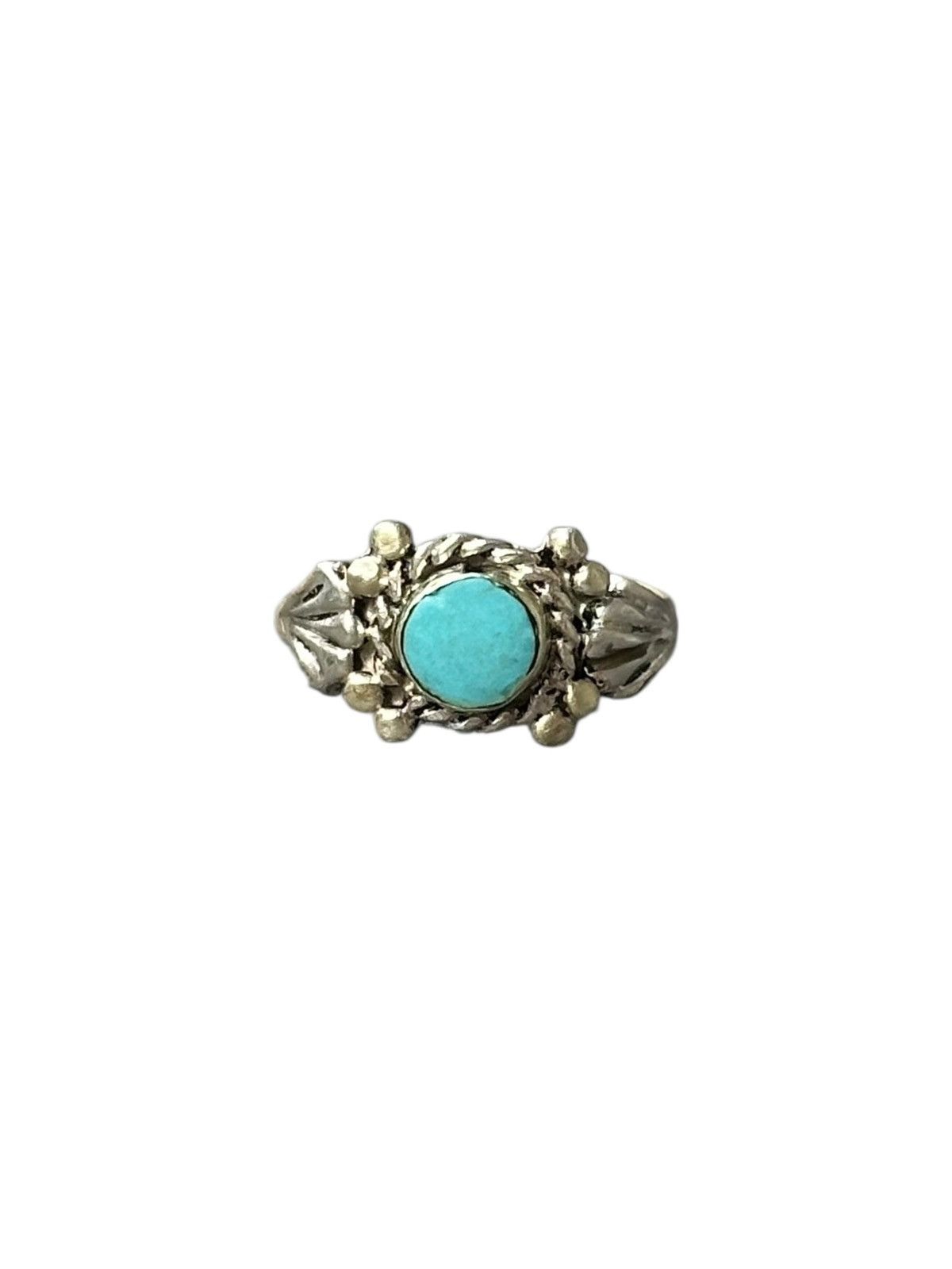 Native 1960s NATIVE AMERICAN NAVAJO TURQUOISE SILVER RING Size ONE SIZE - 2 Thumbnail