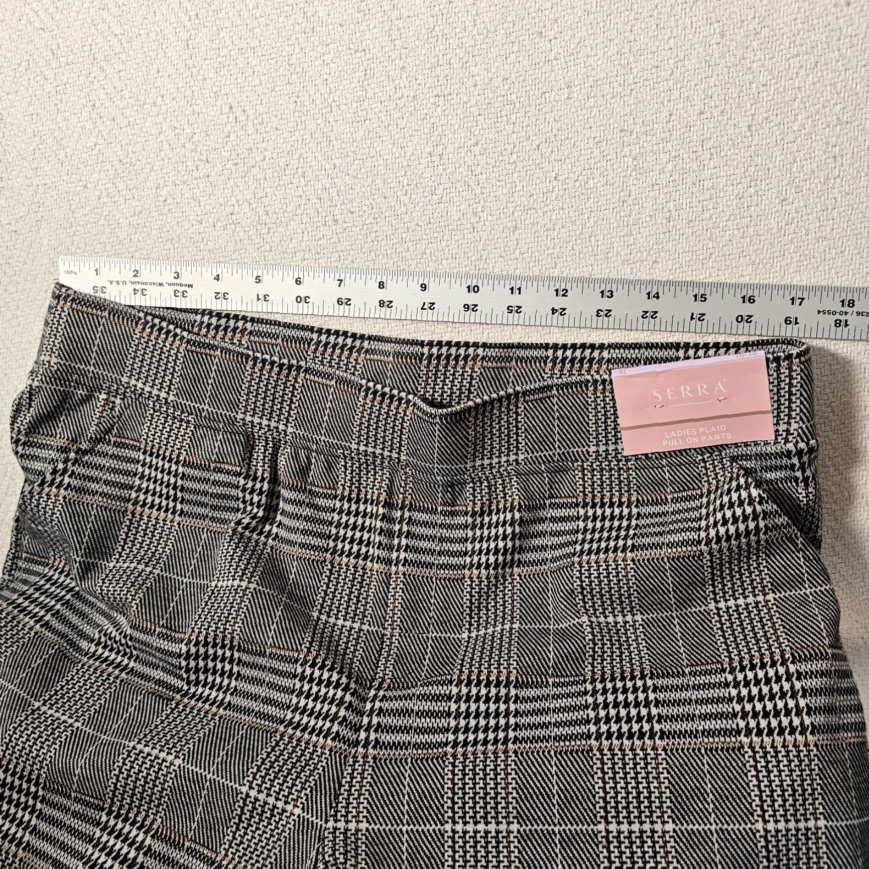 Vintage Serra Women's Pants XL Black Plaid Pull-On Straight Leg Ankle 25" Inseam Casual Size 40" / US 18 - 5 Thumbnail