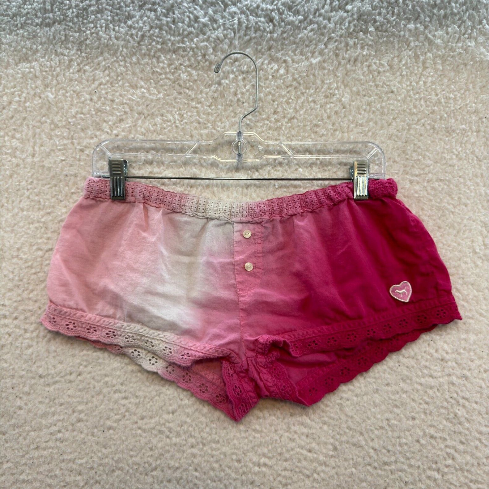 image of Victorias Secret Y2K Vintage Victoria's Secret Pink Pajama Shorts S Small Low Rise Ombre Sleep in W