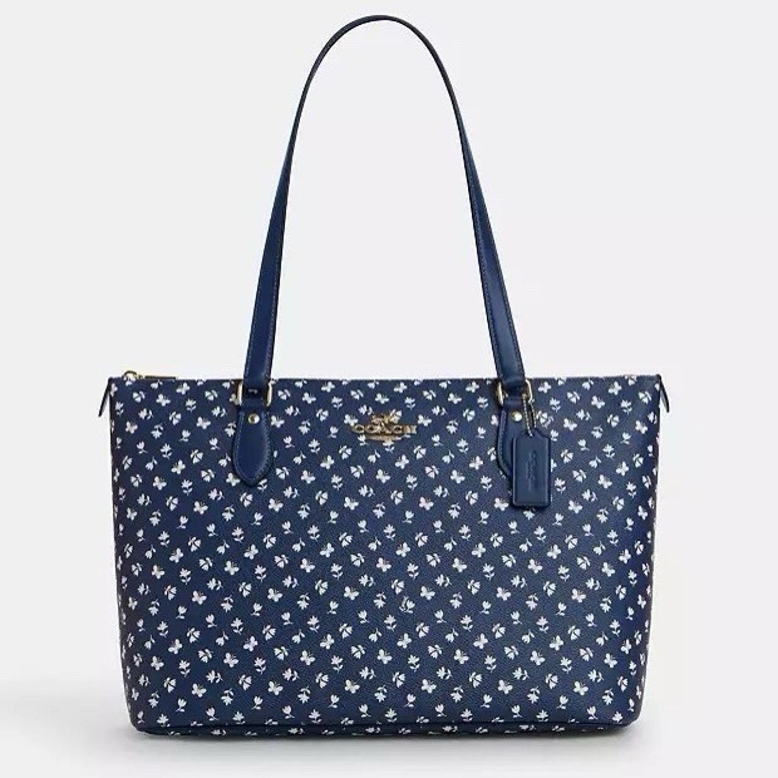 Coach NWT Coach Gallery Tote Bag Floral CBM20 Gold/Deep Blue Size ONE SIZE - 6 Thumbnail