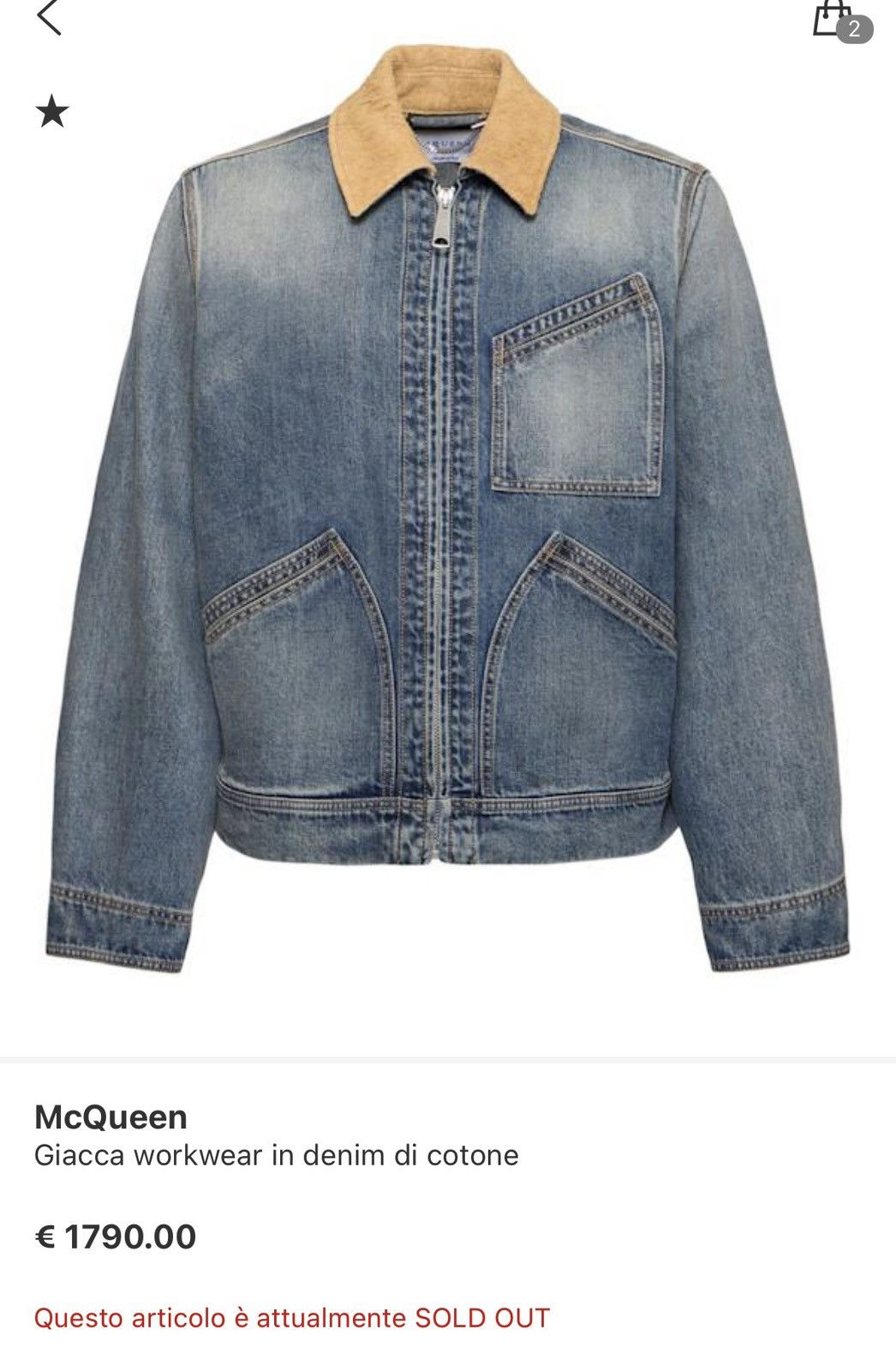 Alexander McQueen ALEXANDER MCQUEEN GIACCA DENIM WORKWEAR Size US S / EU 44-46 / 1 - 2 Thumbnail