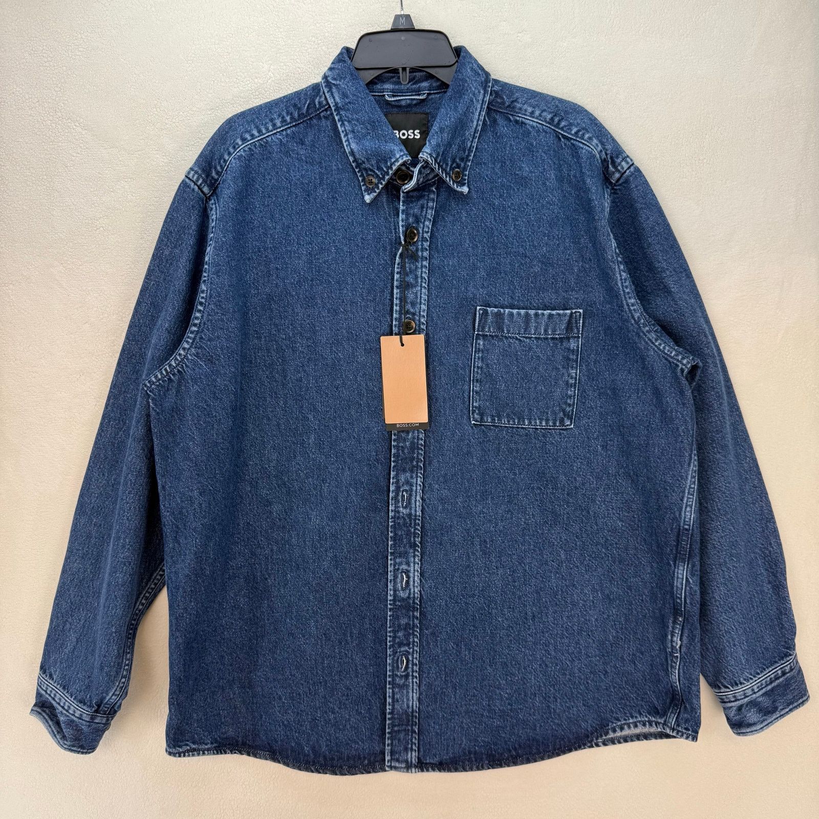 Hugo Boss HUGO BOSS MEN'S XLARGE RELAXED FIT DENIM SHIRT BLUE THICK Size US XL / EU 56 / 4 - 1 Thumbnail
