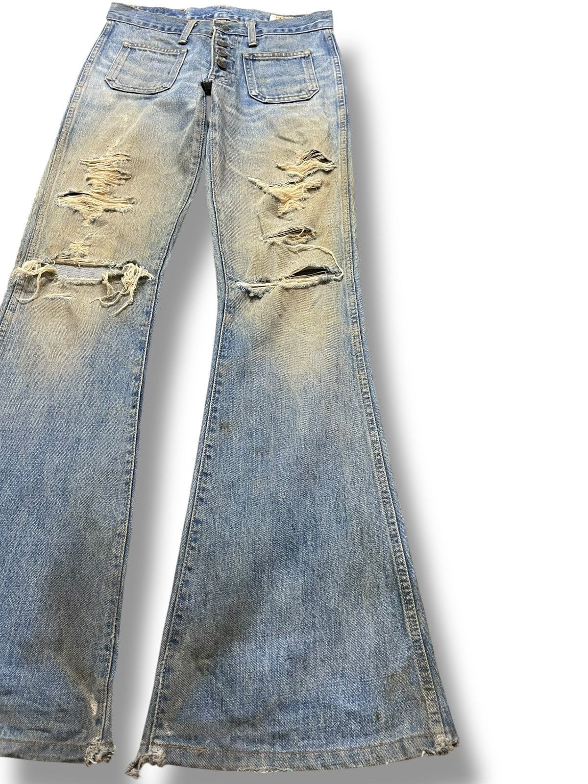 Big John Vintage Big John Flare Bell Bottom Mudwash Distressed Denim Size US 28 / EU 44 - 4 Thumbnail