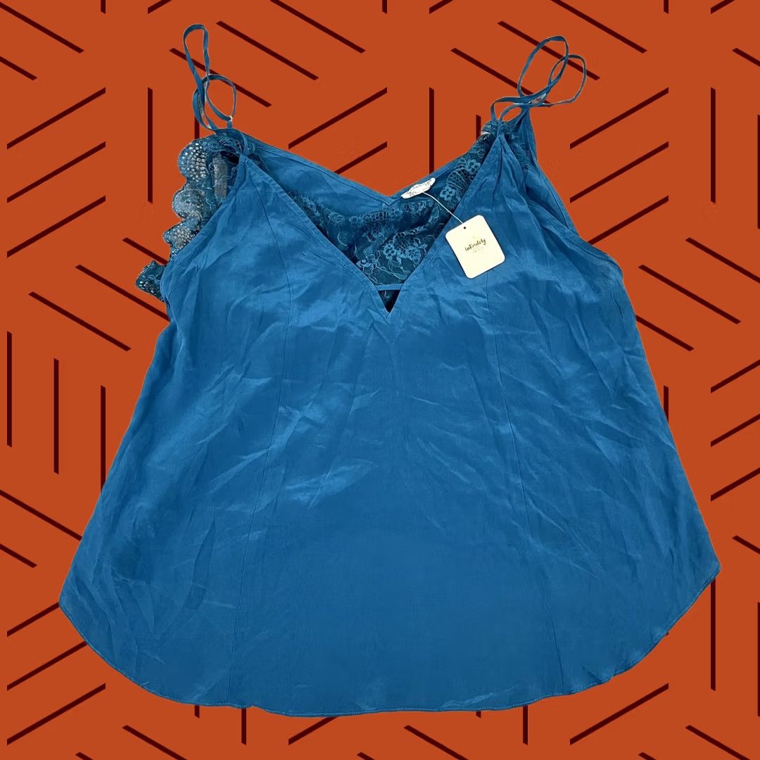 Free People Free People Intimately Blouse Womens L Blue Silk Laced Bralette Lingerie NEW Shirt Womens L Size Blue Silk Lace Bralette Size L / US 10 / IT 46 - 1 Thumbnail