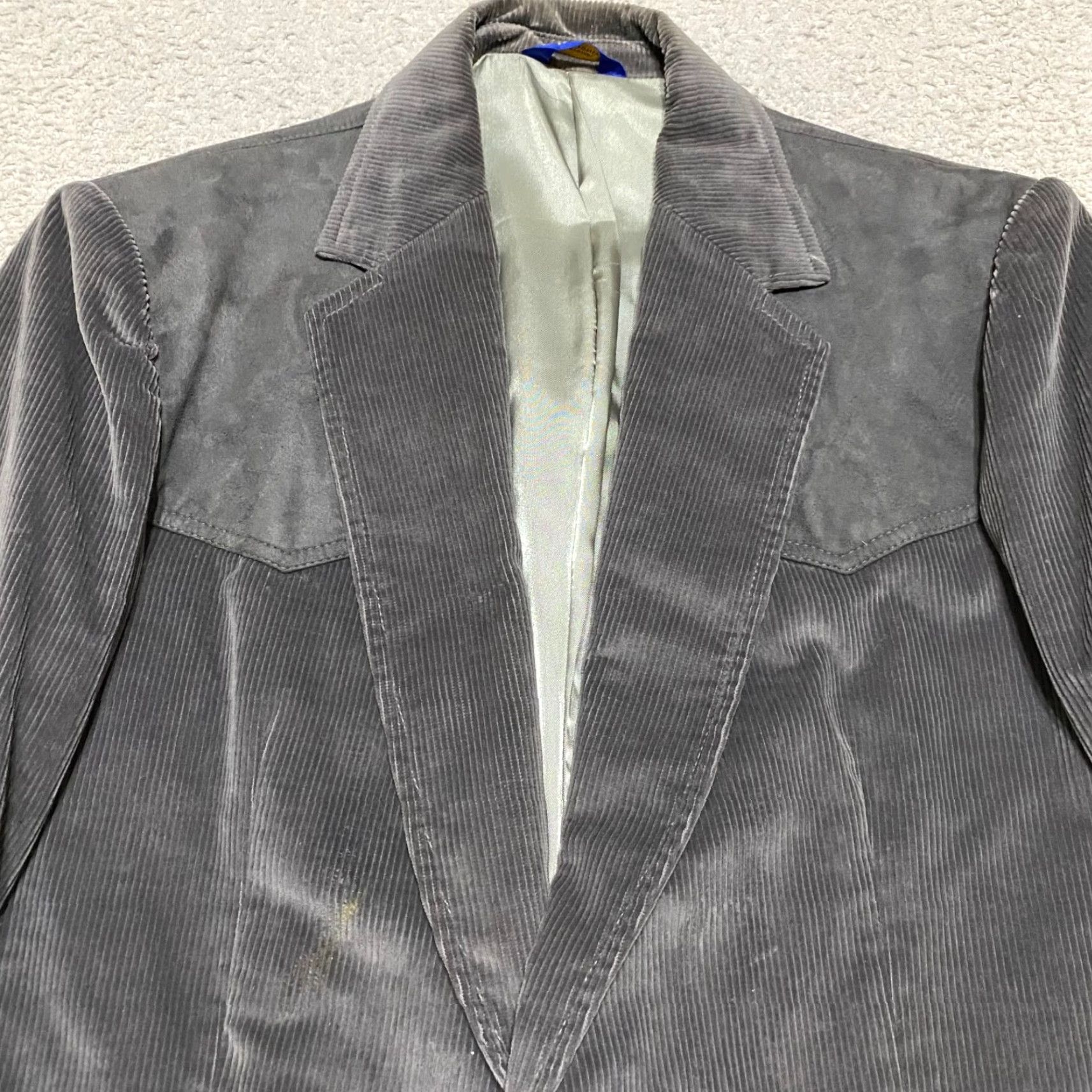 Pendleton VINTAGE Pendleton Mens Blazer Jacket Corduroy Gray 42L Western 2 Piece Two-Button Notch Single-Breasted Regular Mens Size 42R - 5 Thumbnail