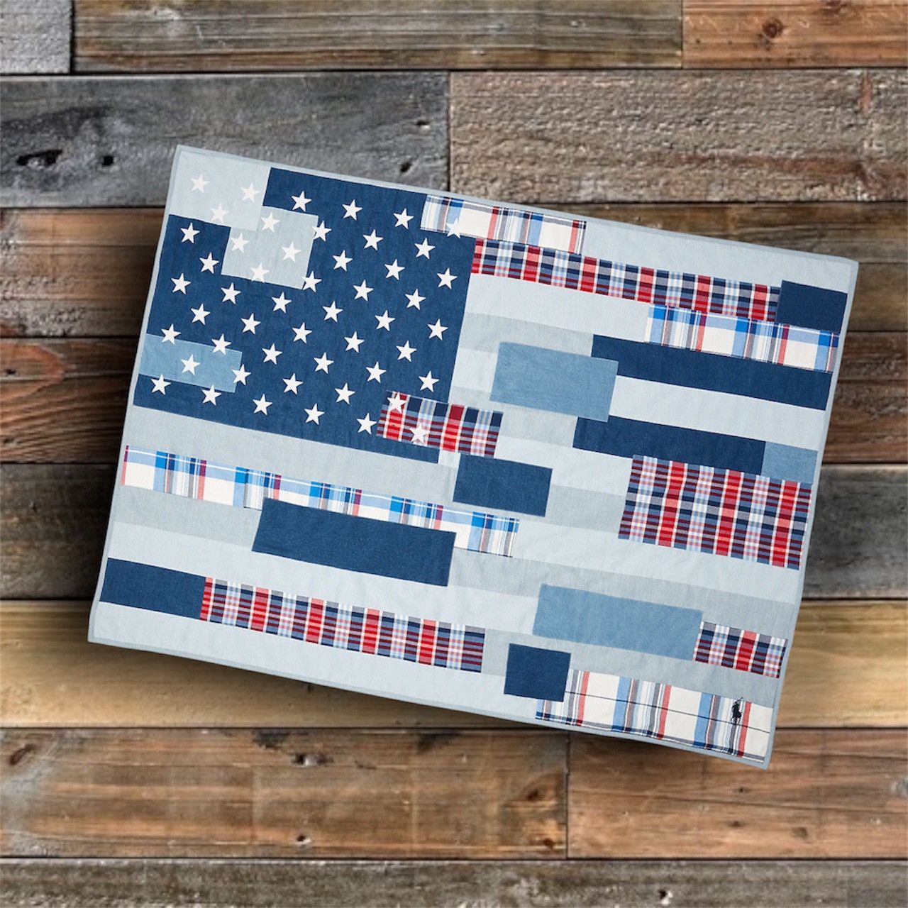 Polo Ralph Lauren POLO RALPH LAUREN PATCHWORK DENIM FLAG BLANKET Size ONE SIZE - 1 Thumbnail