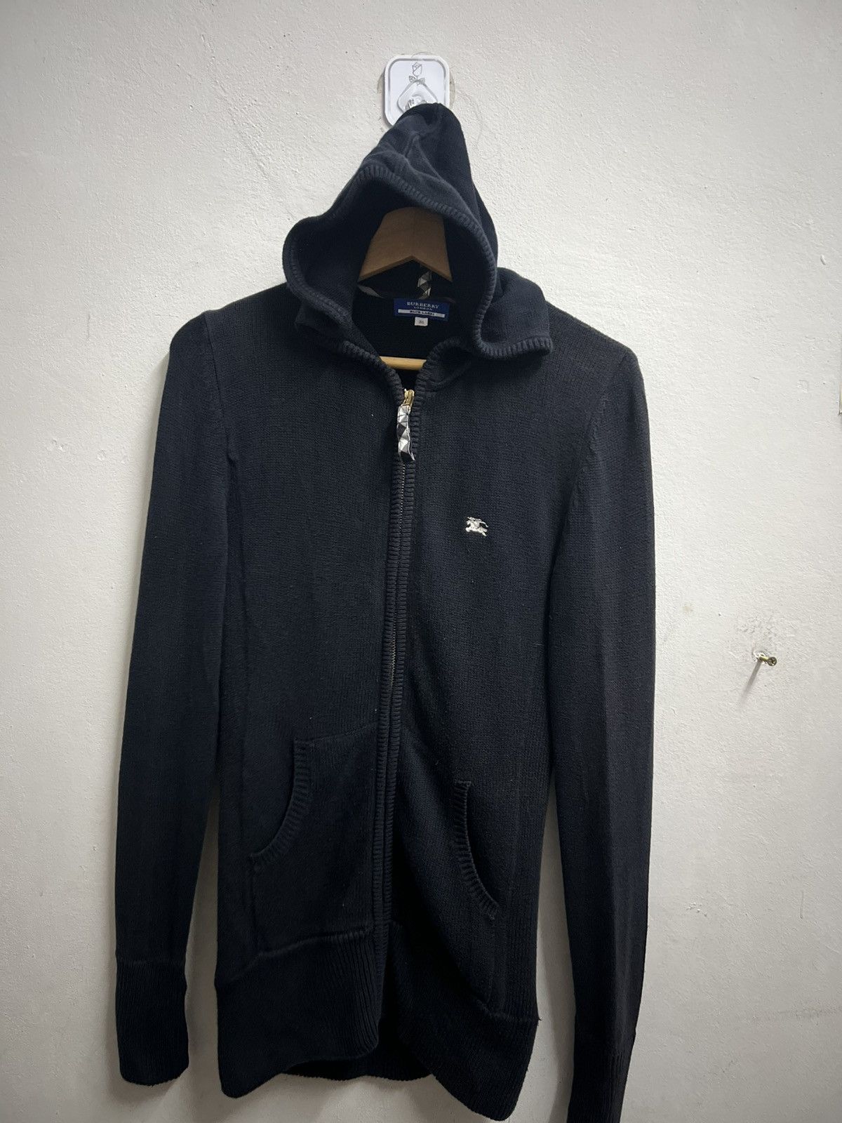 Burberry blue label sweatshirt knit hoodie navy blue