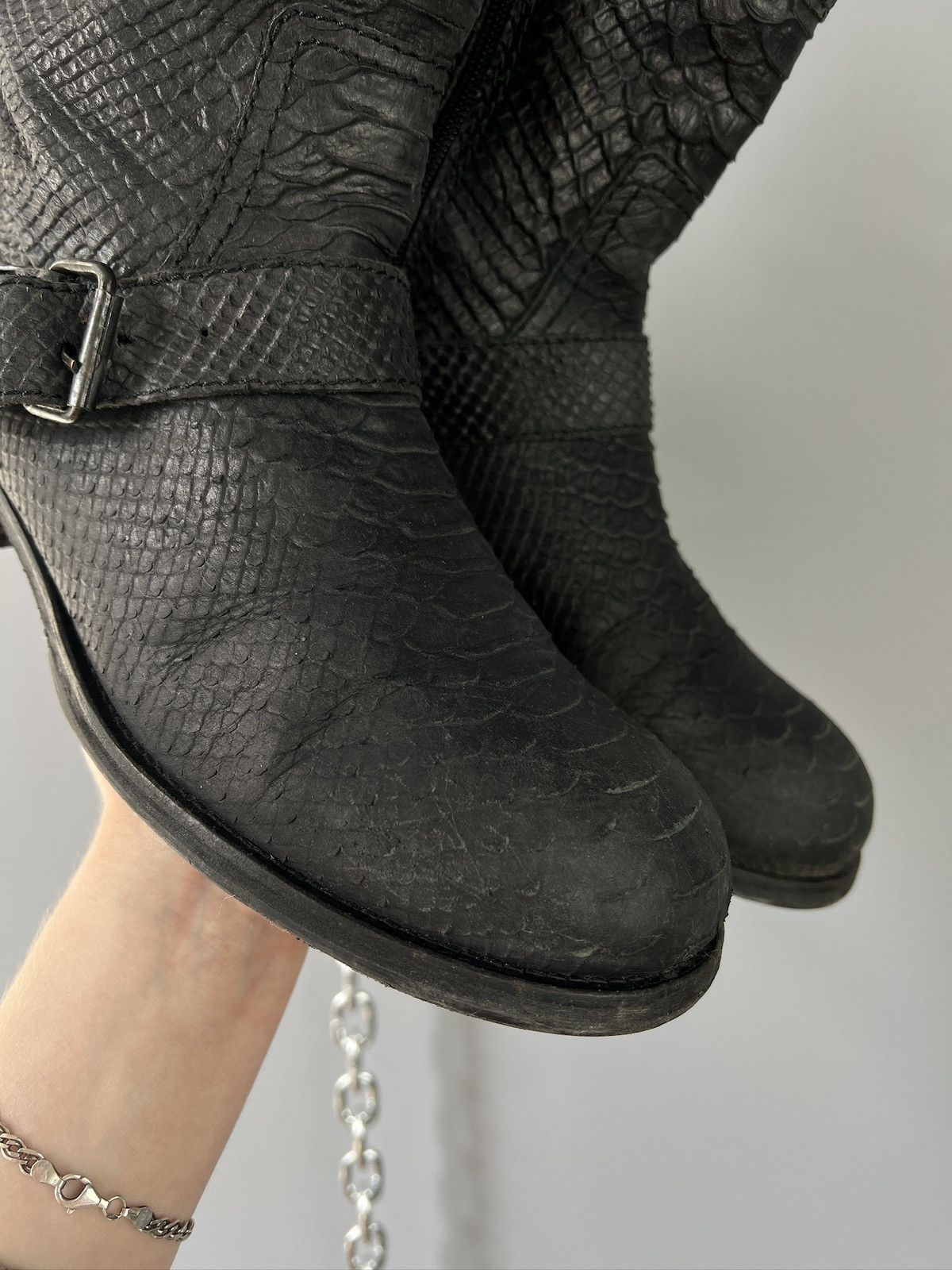 Hedi Slimane Avant garde snake leather y2k gothic artisan boots Size US 8 / EU 41 - 4 Thumbnail