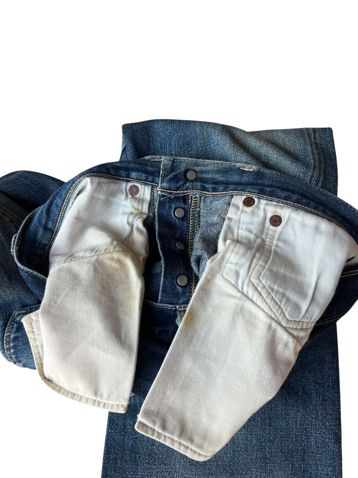Levi's Vintage Clothing 2000s LVC Levi’s 501 XX Big E Distress Denim Selvedge Jeans Size US 30 / EU 46 - 23 Thumbnail