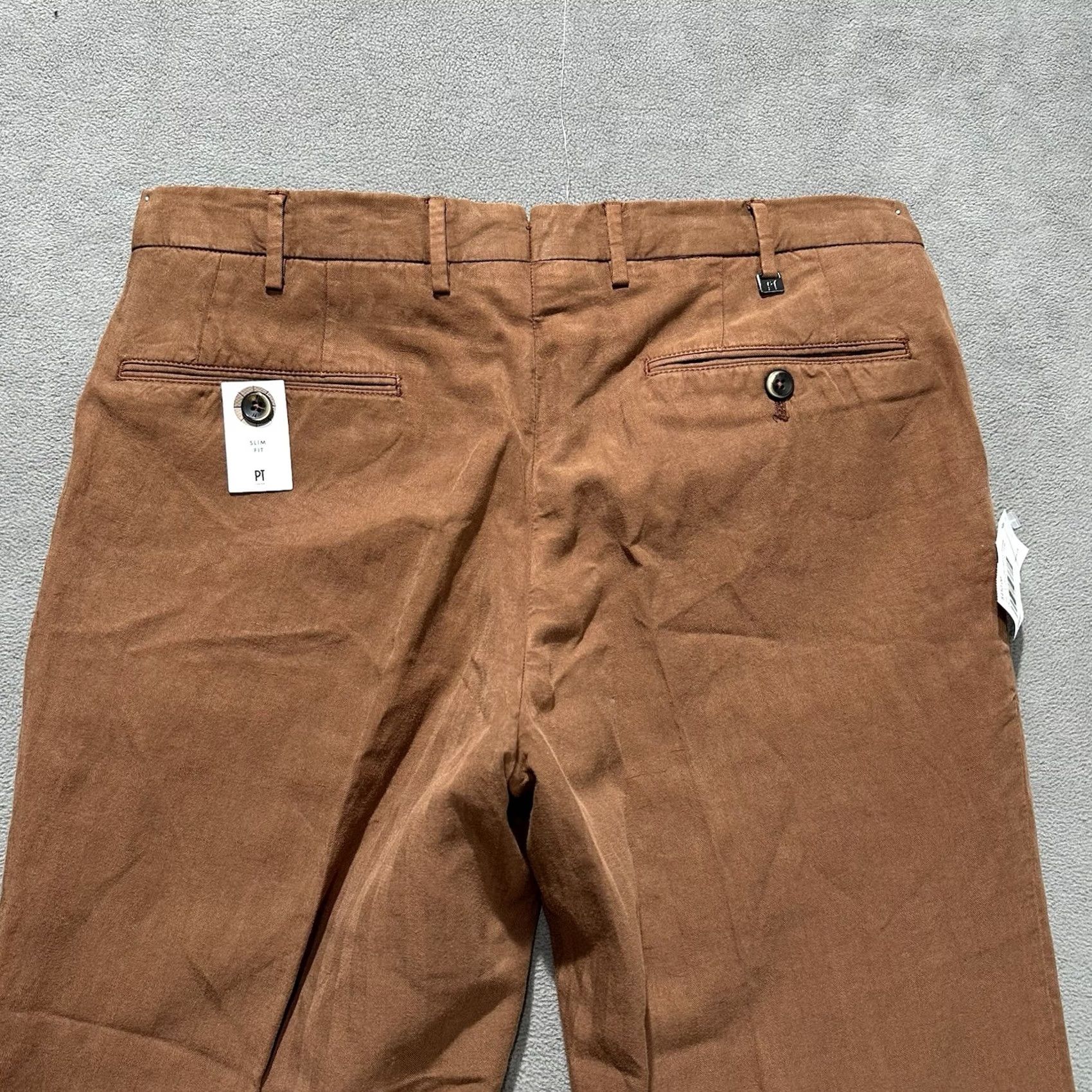 PT Torino NWT PT Torino Pants Mens IT 48 Slim Orange Linen Trouser Slim Chino Flat Front 32 Inseam 34.5" Rise 9" Cotton Linen Solid 34" Auto Size US 32 / EU 48 - 4 Thumbnail