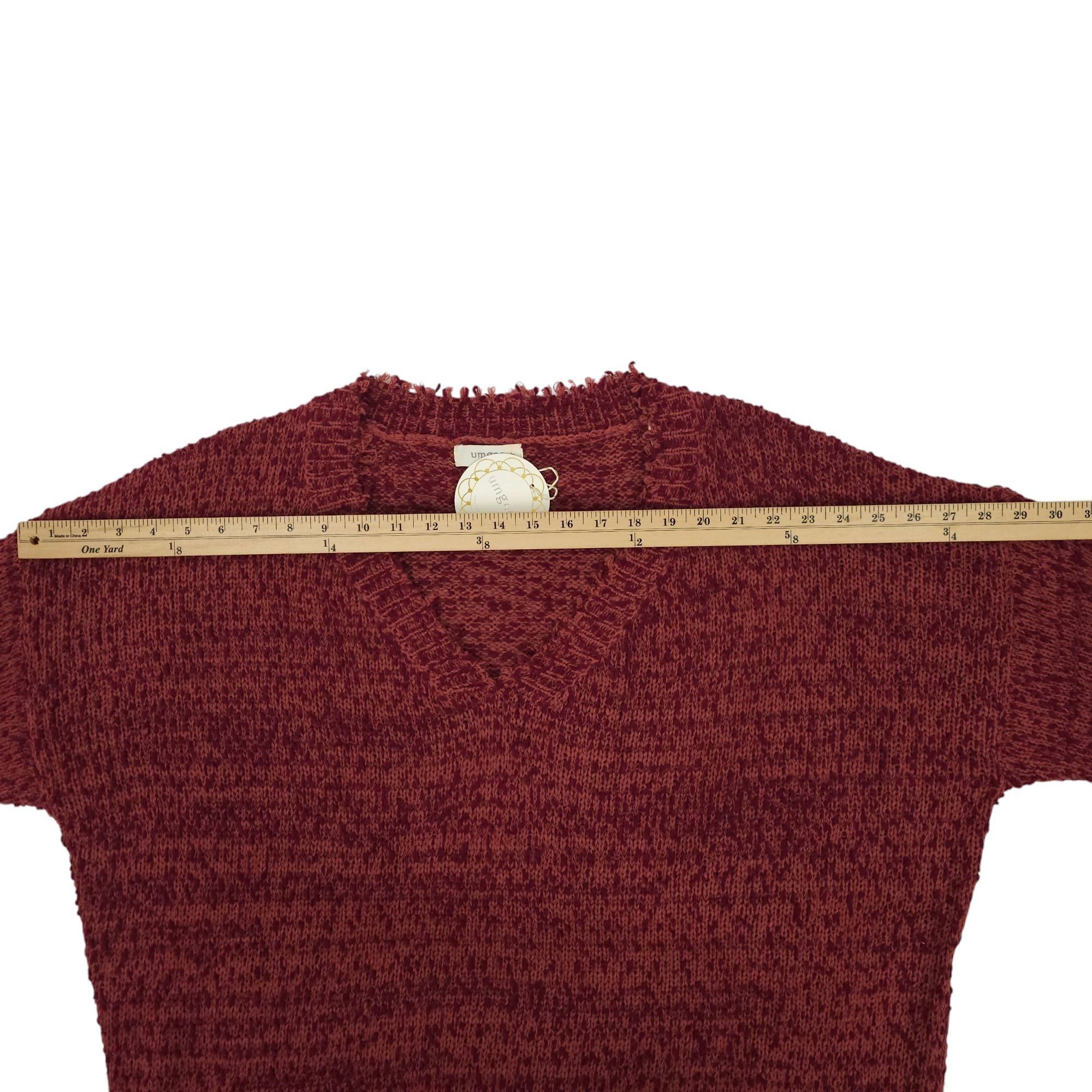 Other Umgee Sweater Womens XL Distressed Hem V Neck Pullover Knit Size XL / US 12-14 / IT 48-50 - 4 Thumbnail