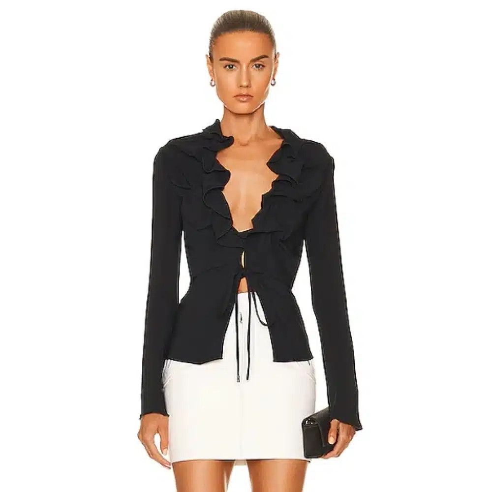 Tom Ford o1loc1c1124 TS2001 Ruched Stretch Viscose Top in Black Size XS / US 0-2 / IT 36-38 - 2 Thumbnail