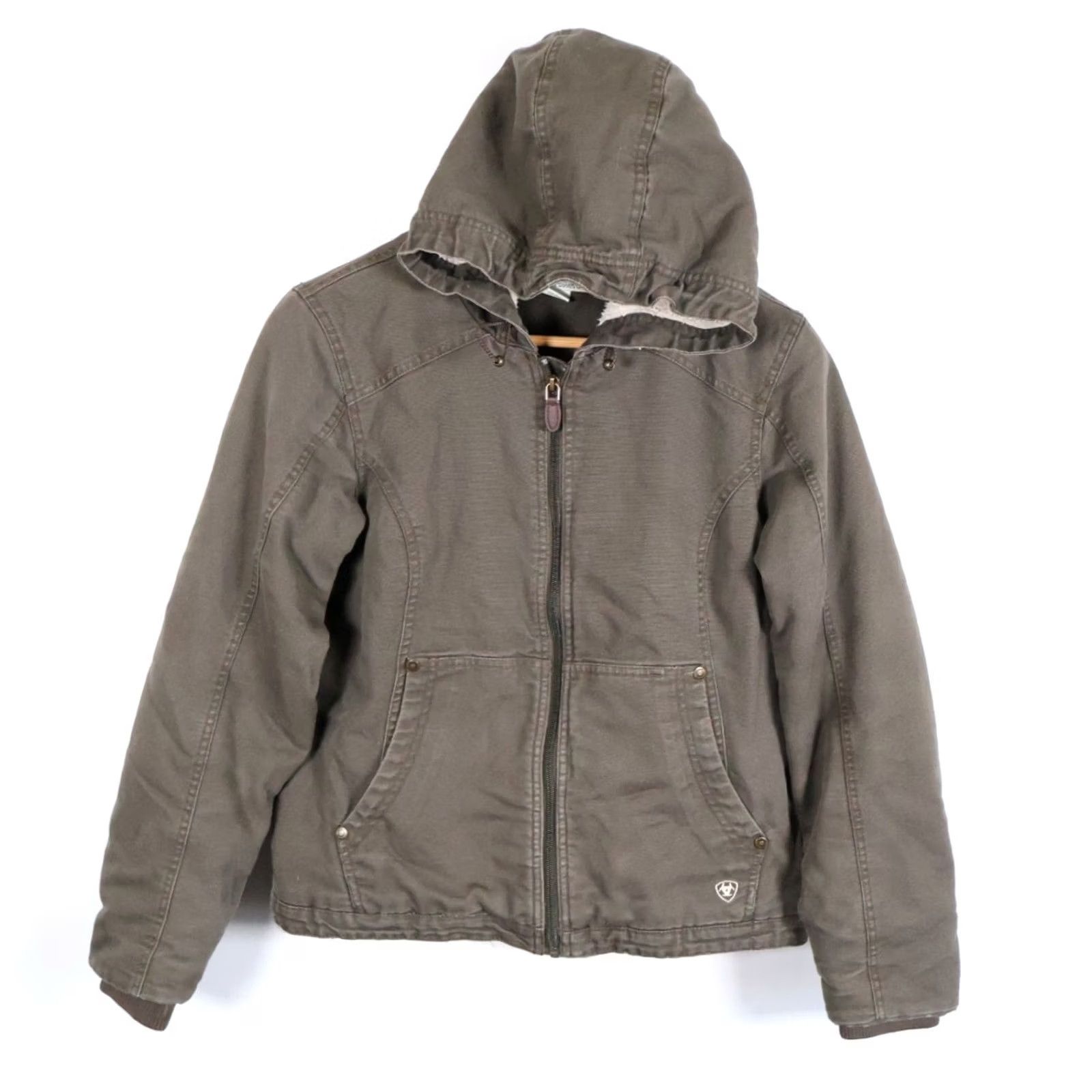 Ariat Ariat Jacket Women’s Medium Green Hooded Sherpa Lined Canvas Full Zip Shirt Coat? Size M / US 6-8 / IT 42-44 - 2 Thumbnail