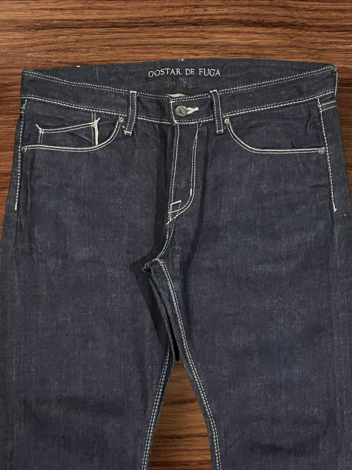 GOSTAR DE FUGA × If Six Was Nine × Le Grande Bleu (L.G.B.) Japanese Gostar De Fuga Dark Washed Selvedge Button Fly Jean Size US 32 / EU 48 - 5 Thumbnail