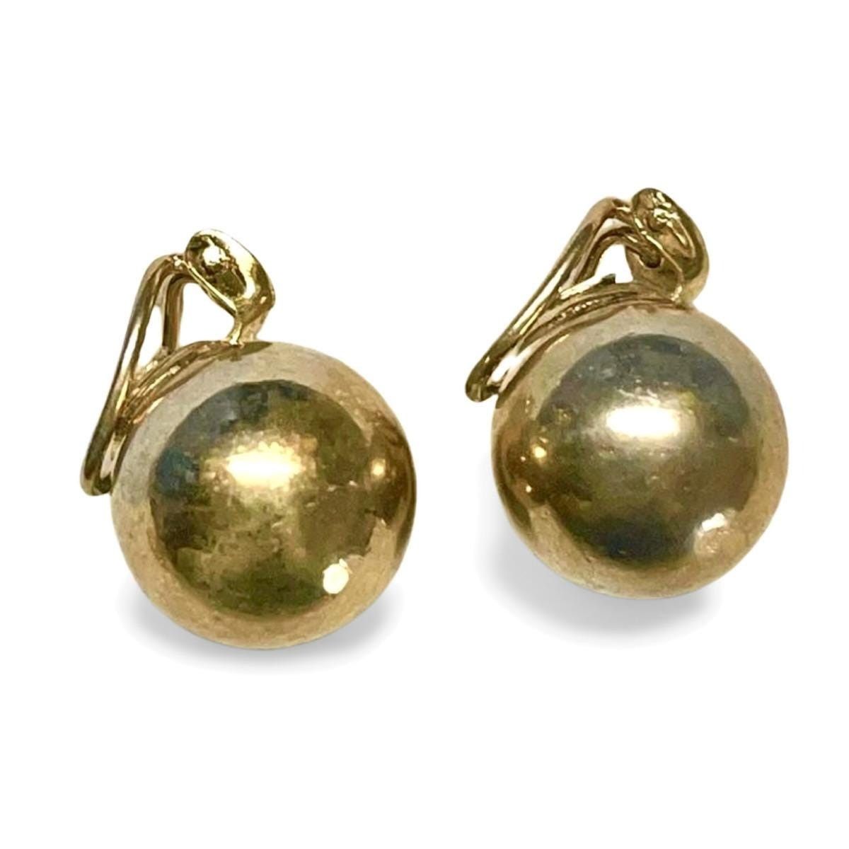 1970s. Vintage Christian Dior golden ball shape earrings.