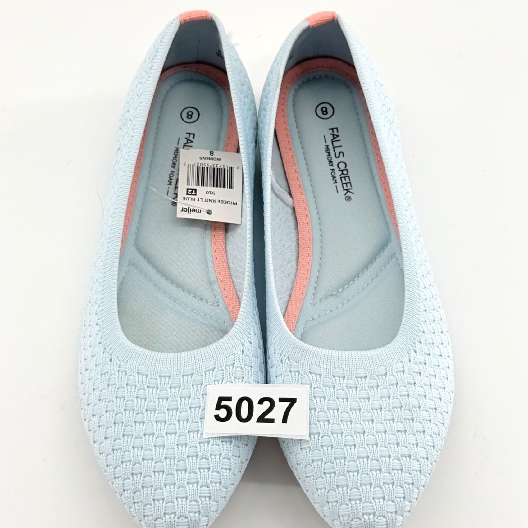 Vintage Falls Creek Phoebe Knit Ballet Flat Womens Light Blue Memory Foam Slips On Pointed Toe Casual Workwear Travel 8 US Womens Size US 8 / IT 38 - 8 Thumbnail