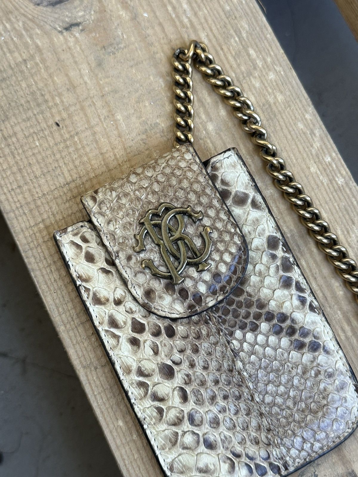 Roberto Cavalli × Vintage Vintage Roberto Cavalli Snake Skin Chain Key Bag Size ONE SIZE - 2 Thumbnail