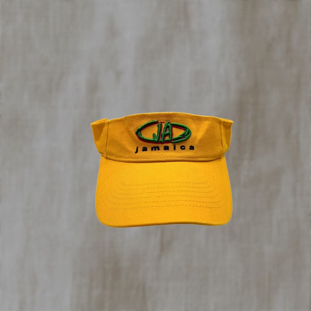 Vintage TBL Headwear Jamaica Sun Visor Unisex Yellow Green Embroidered Adjustable OSFM Size ONE SIZE - 1 Thumbnail