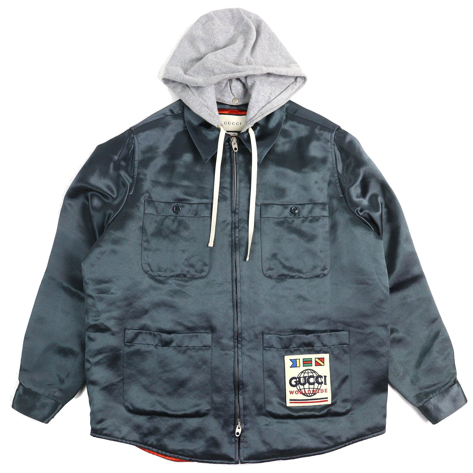 Gucci Gucci Gucci WORLD WIDE Logo patch acetate cotton shirt jacket Cotton Outerwear 604112 DUTY FREE for USA Size ONE SIZE - 1 Thumbnail