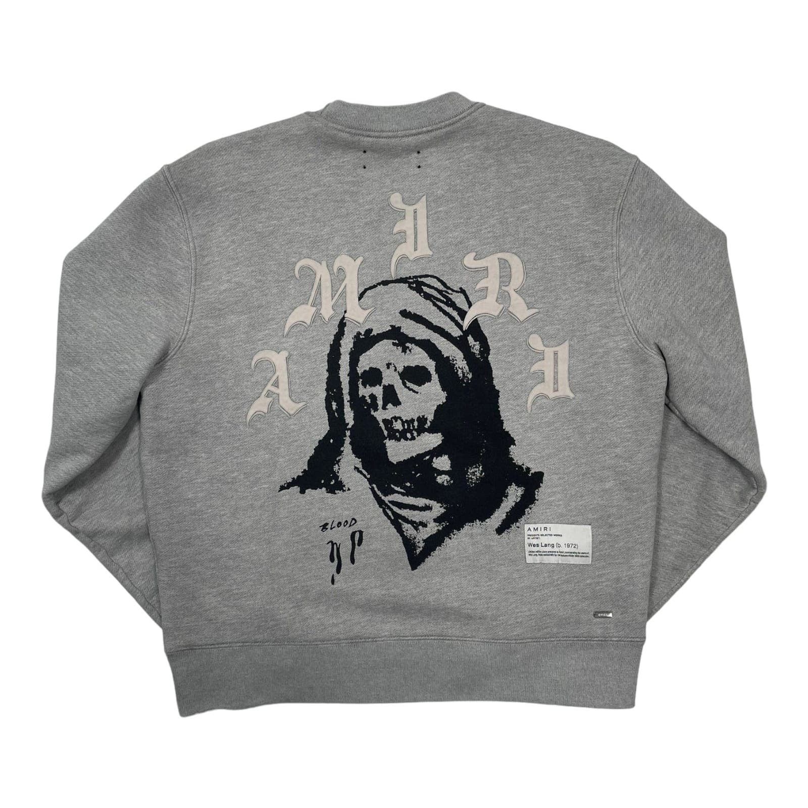 Image of Amiri X Wes Lang Solar Kings Crewneck Sweatshirt Grey, Men's (Size Small)