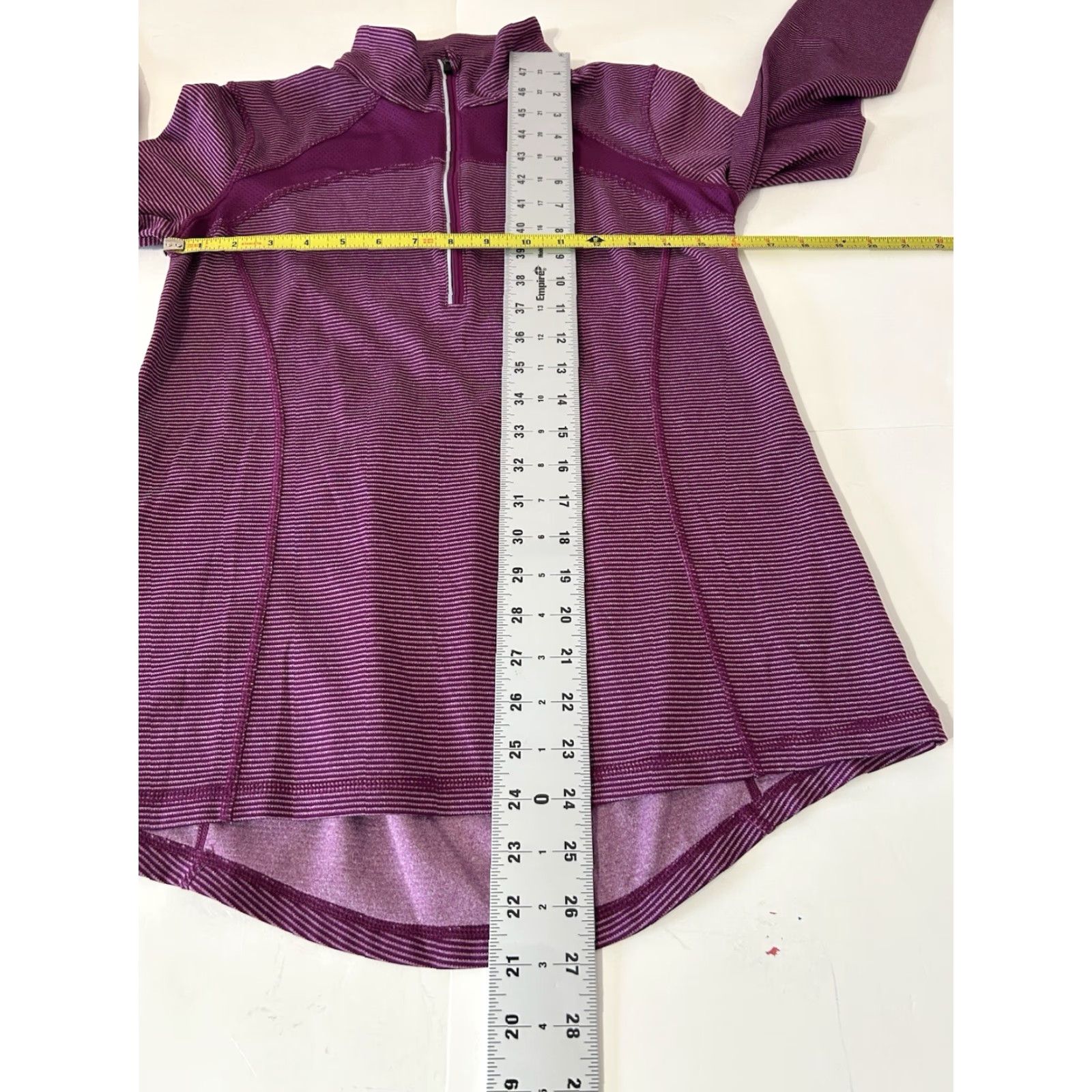 Vintage XERSION Slim Fit Long Sleeve Pullover Top Women Small Purple Striped 1/4 Zip Pullover Mock Neck Lightweight Casual Activewear Season: All Size S / US 4 / IT 40 - 4 Thumbnail