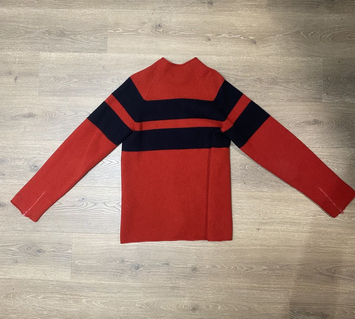 Yuji Yamada Yuji Yamada, Red Striped Zip-Up Cardigan Size US M / EU 48-50 / 2 - 4 Thumbnail