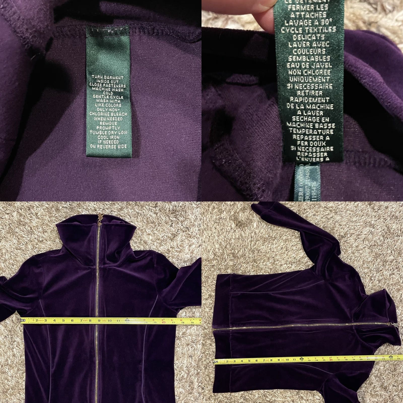 Ralph Lauren Lauren Ralph Lauren Velvet Track Full Zip Jacket Womens M Purple Gold Crest Logo Size M / US 6-8 / IT 42-44 - 8 Thumbnail