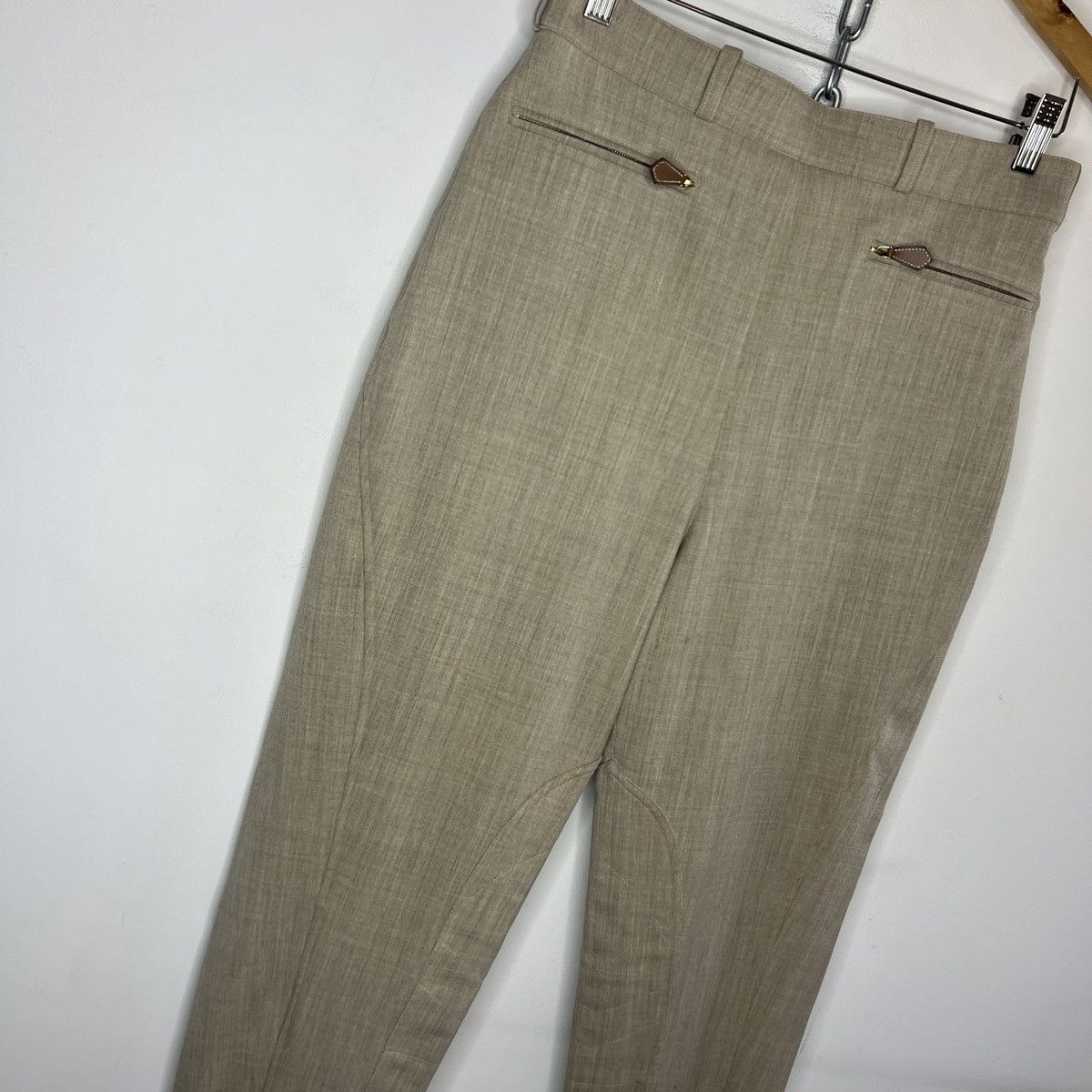 Hermes VINTAGE HERMES WOOL BEIGE HORSE RIDING 2000s PANTS TROUSERS Size 28" / US 6 / IT 42 - 4 Thumbnail
