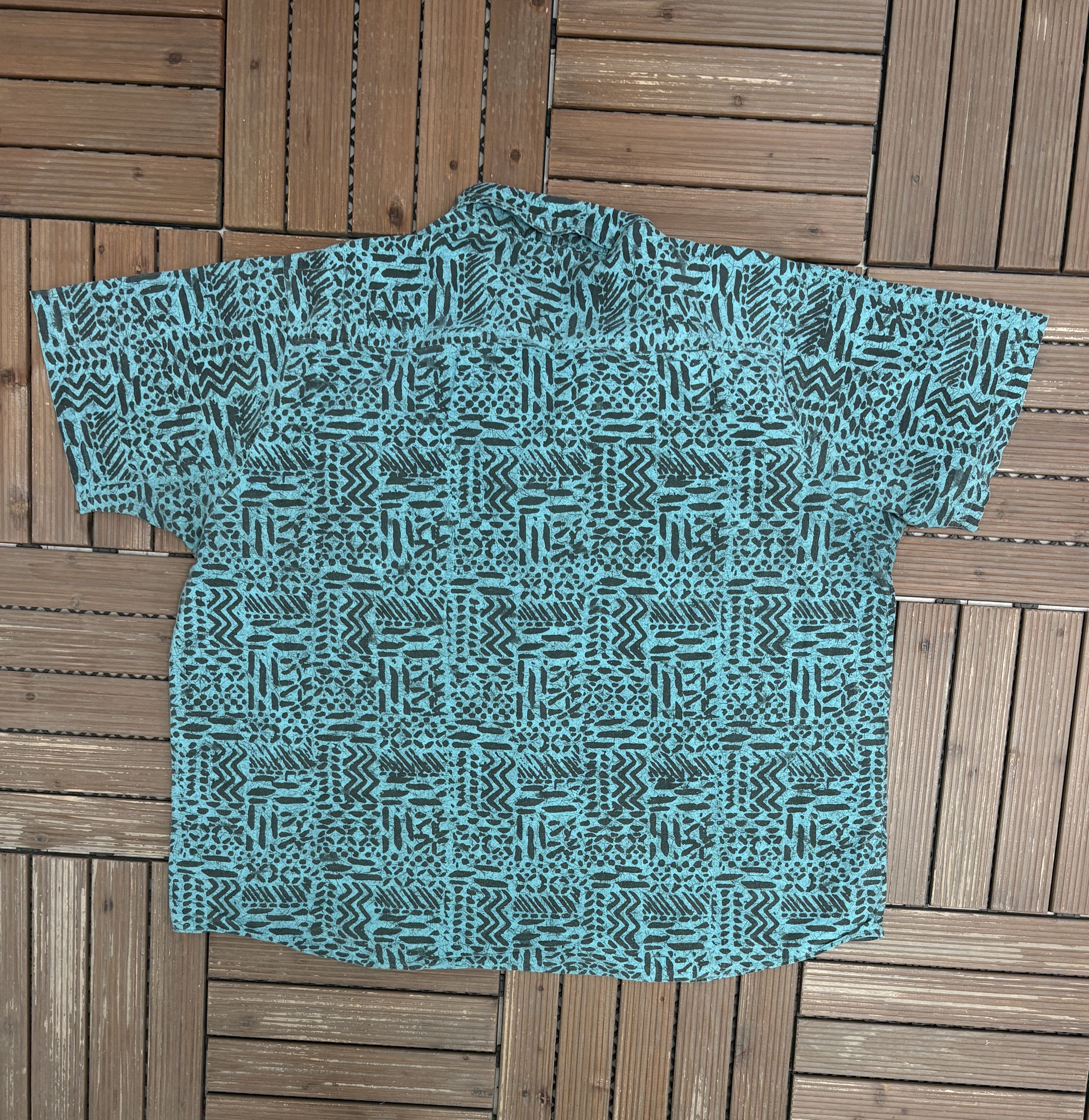 Vintage Teal Abstract Vintage Button Down Shirt Size US XL / EU 56 / 4 - 2 Thumbnail