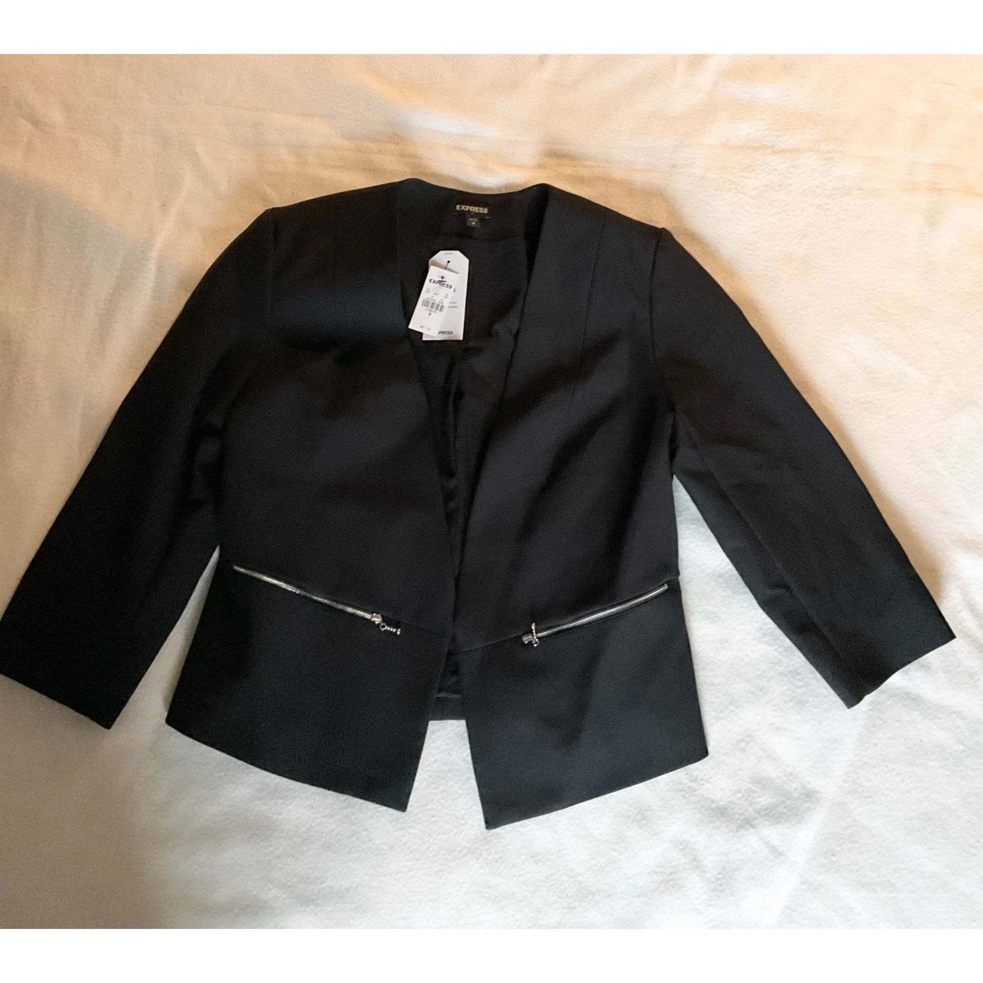 Express NWT EXPRESS blazer women Washable Black SZ12 US4 bust36 Size S / US 4 / IT 40 - 1 Thumbnail
