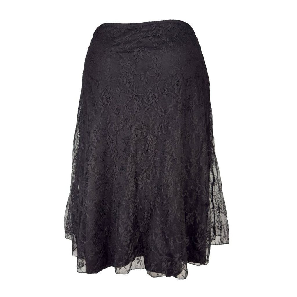 Mickey Mouse MIKK Whimsigoth Satin Ribbon Waist Lace Black Midi Skirt M Size 42" / US 20 - 2 Thumbnail
