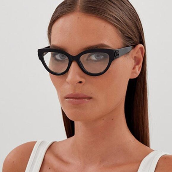 Gucci Gucci GG1590O 004 Eyeglasses Grey Crystal on Black  display picture 1