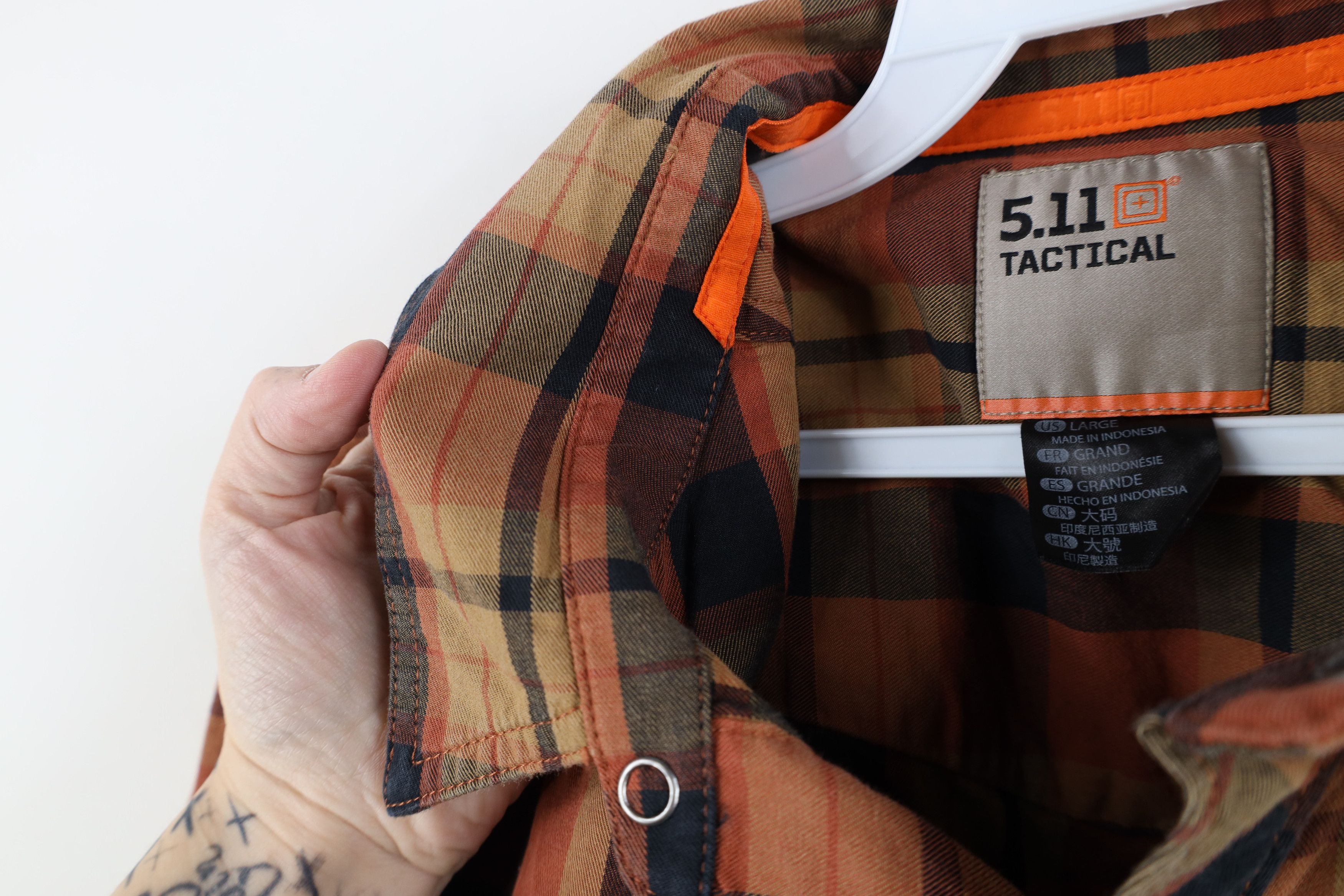 Vintage 5.11 Tactical Series Pocket Flannel Snap Button Shirt Plaid Size US L / EU 52-54 / 3 - 8 Thumbnail