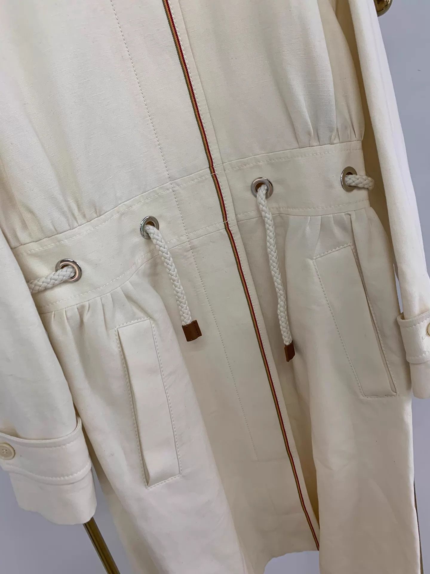Loro Piana Loro Piana Cream Notch Waist Cotton-Linen Long 40 NWT Size S / US 4 / IT 40 - 2 Thumbnail