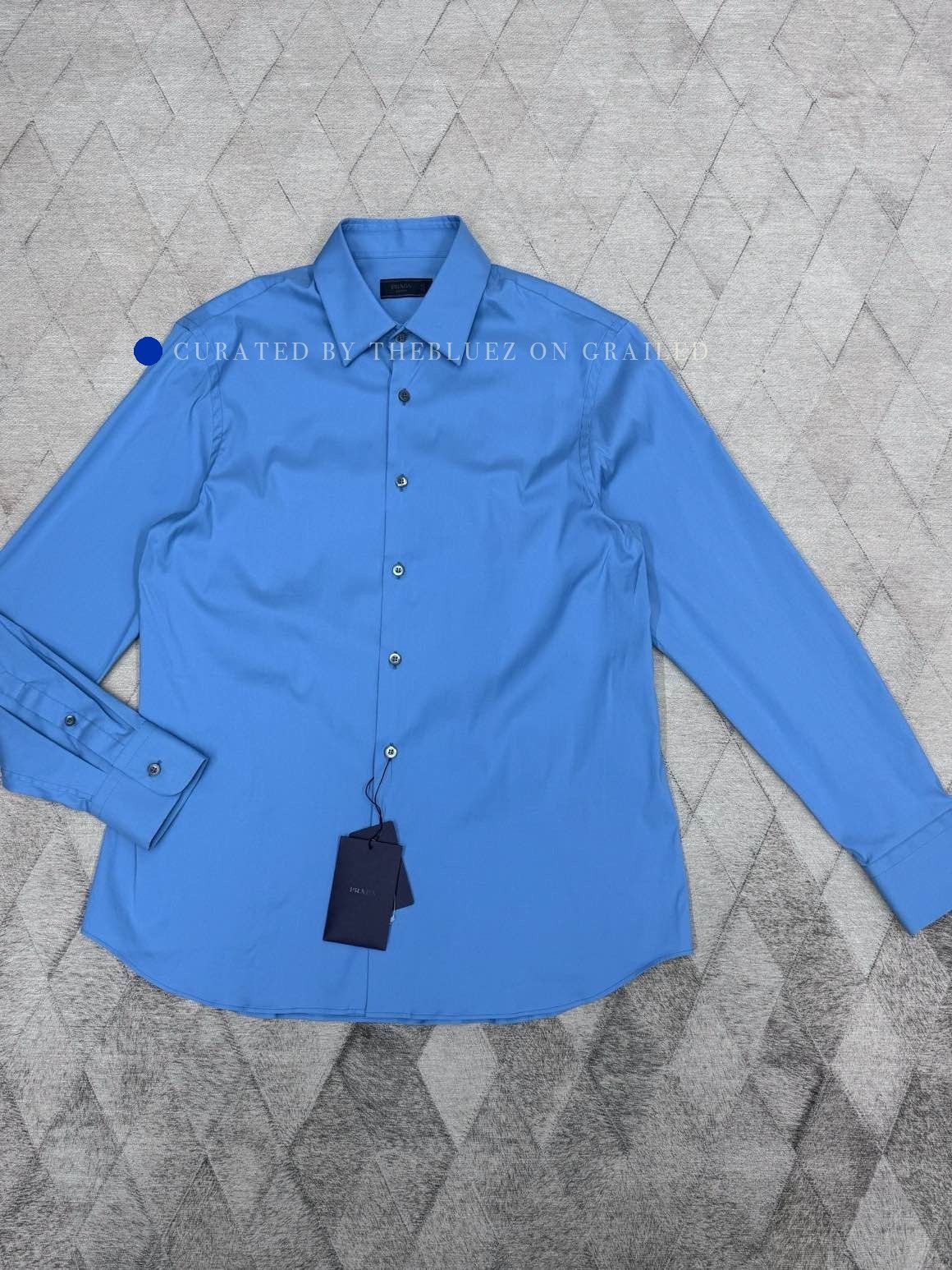 Prada Classic Long Sleeve Blue Button Up Size US L / EU 52-54 / 3 - 1 Thumbnail